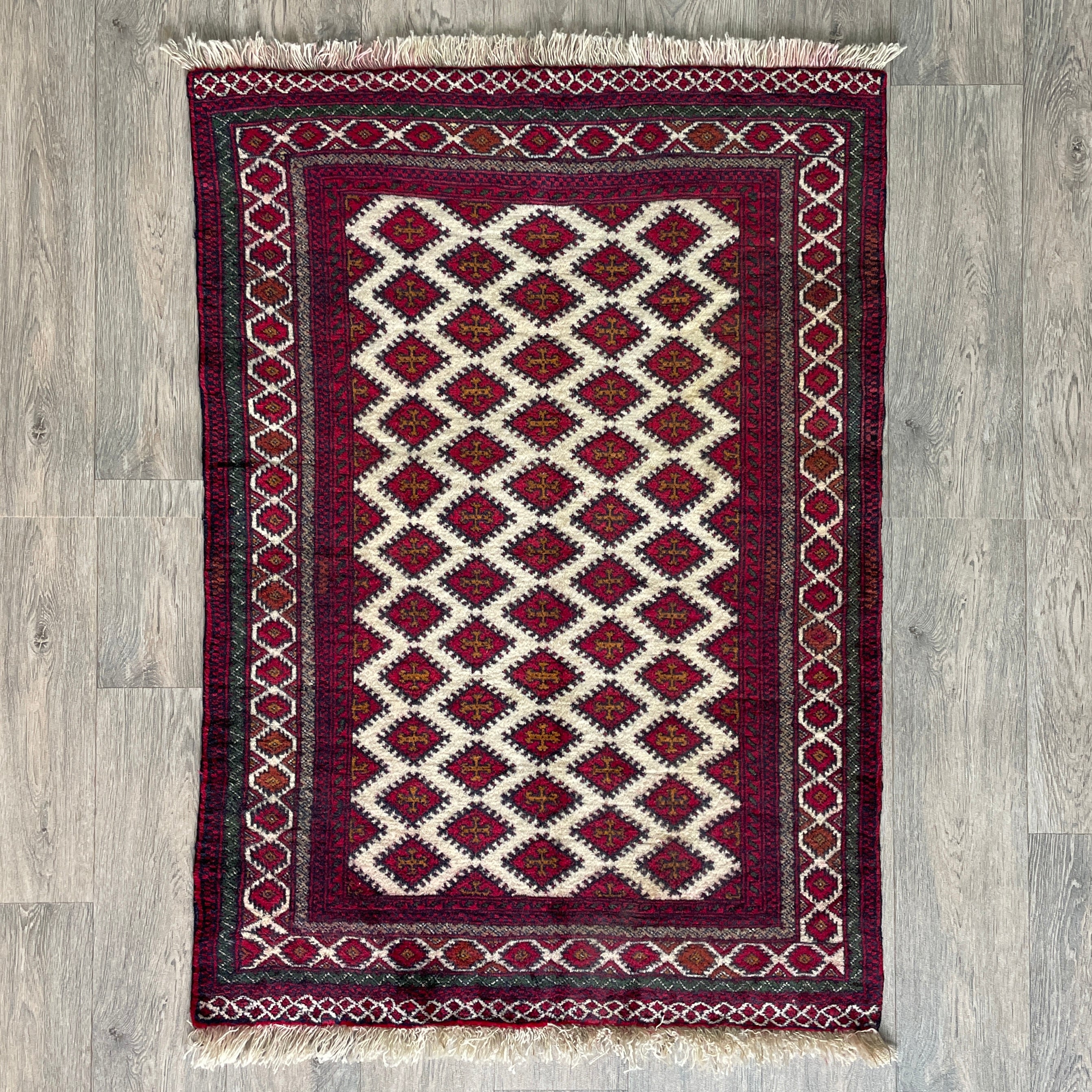 Old Afghan Herati Baluch Rug c. 1980