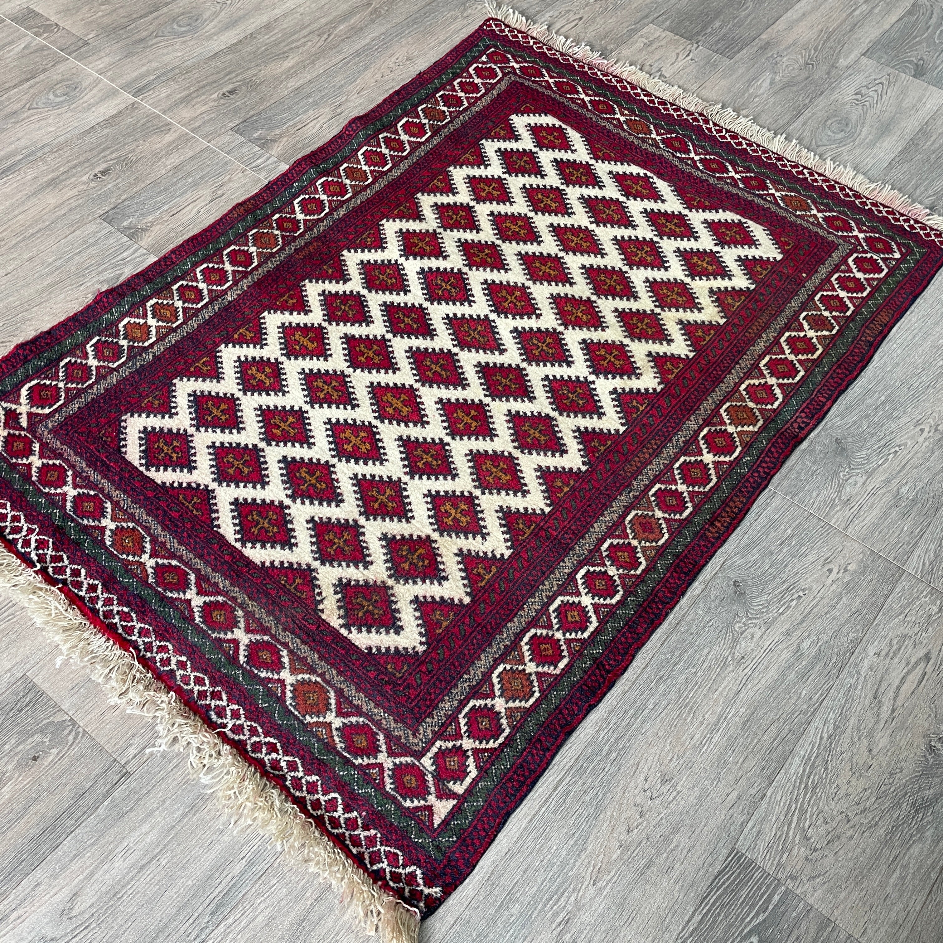 Old Afghan Herati Baluch Rug c. 1980