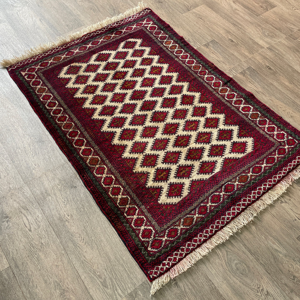 Old Afghan Herati Baluch Rug c. 1980