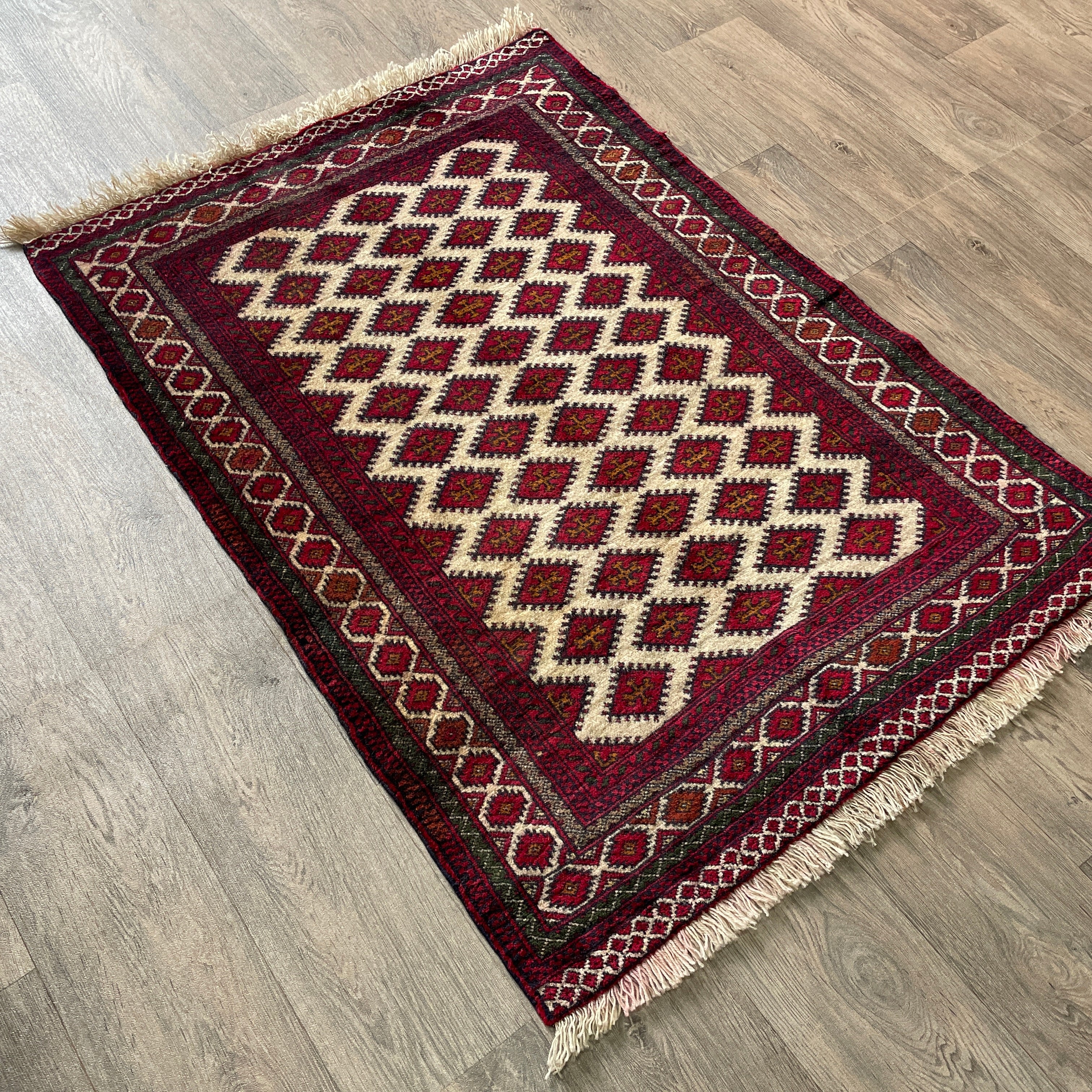 Old Afghan Herati Baluch Rug c. 1980