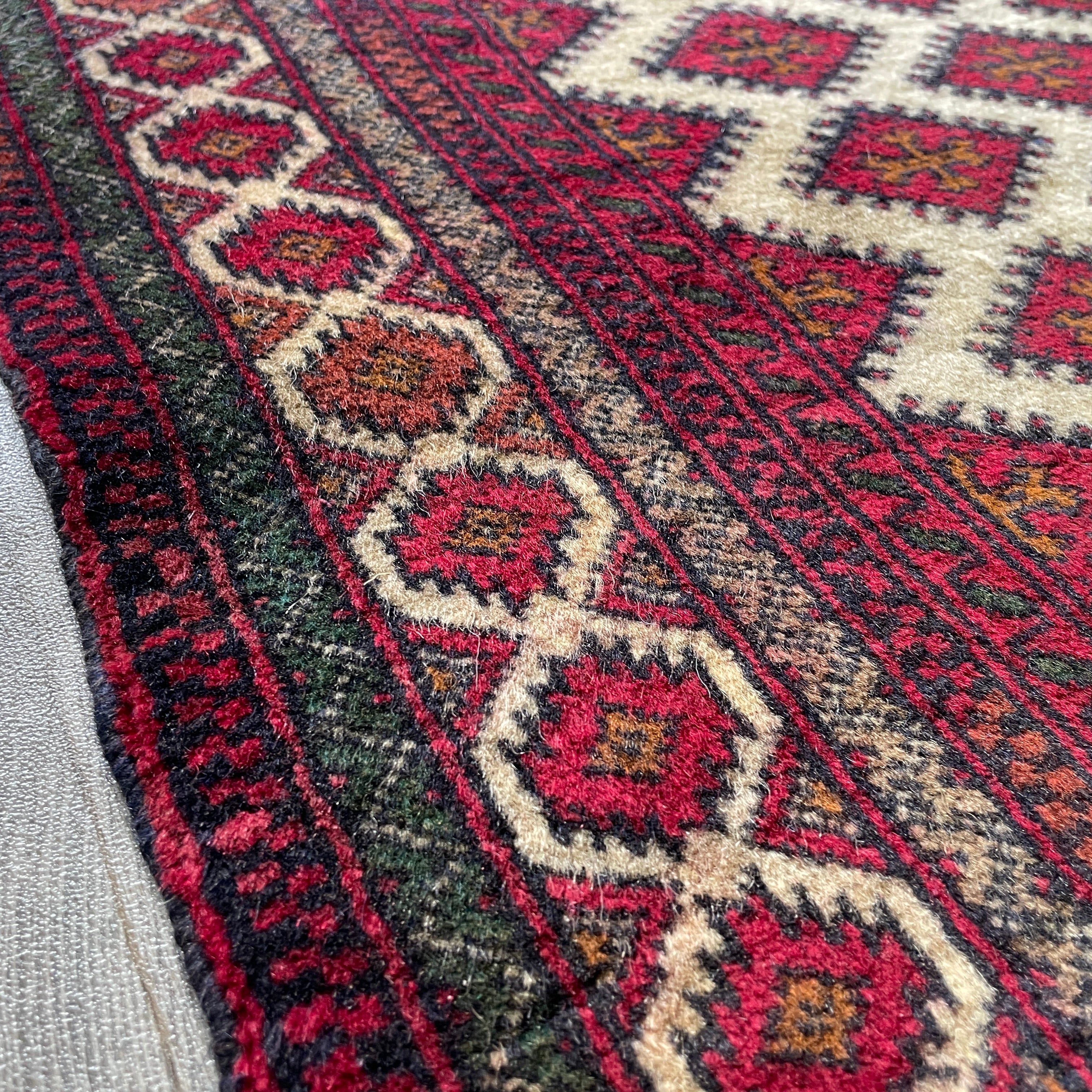 Old Afghan Herati Baluch Rug c. 1980