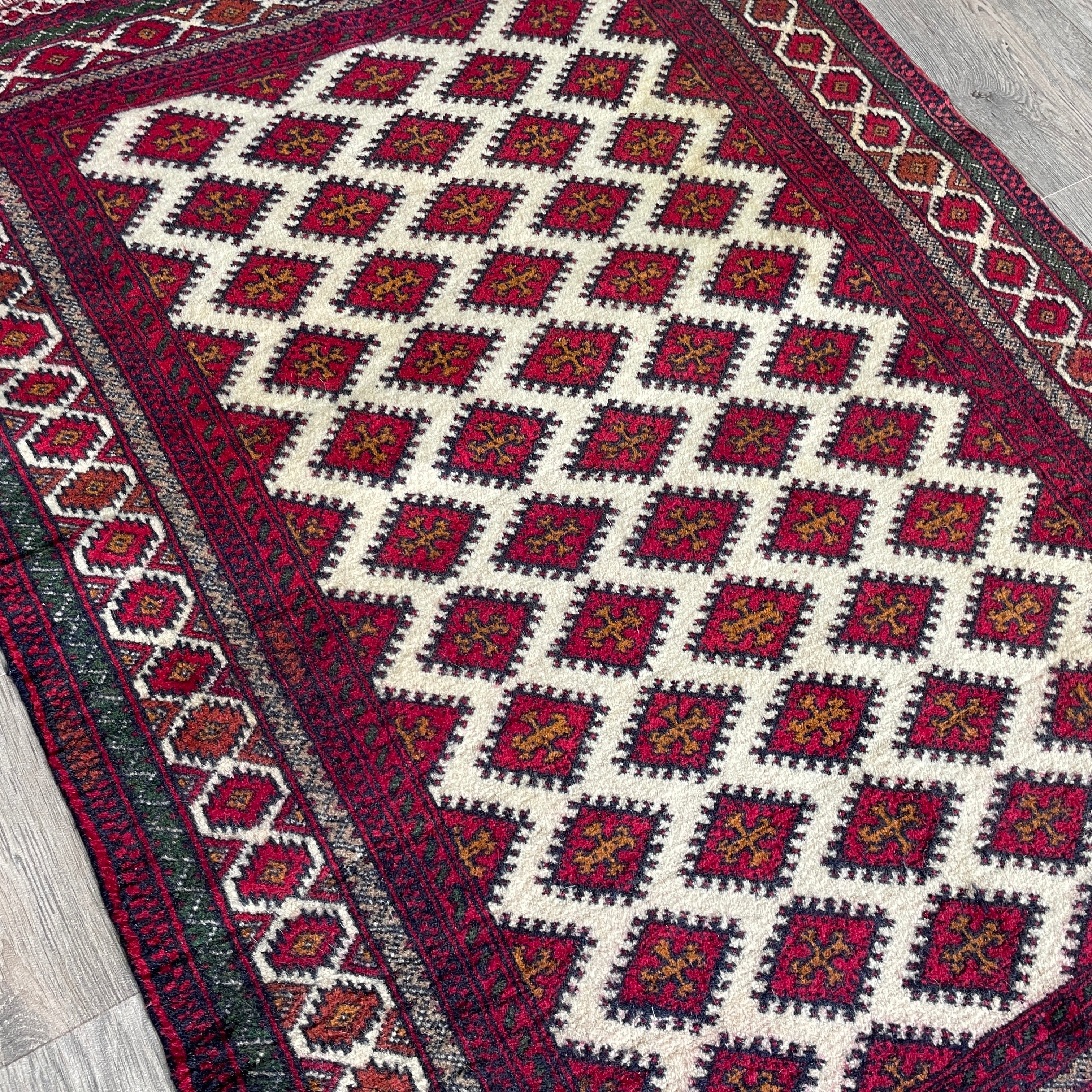 Old Afghan Herati Baluch Rug c. 1980