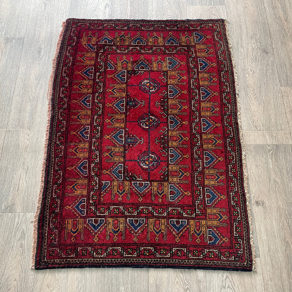 Vintage Afghan Baluch Rug c. 1980