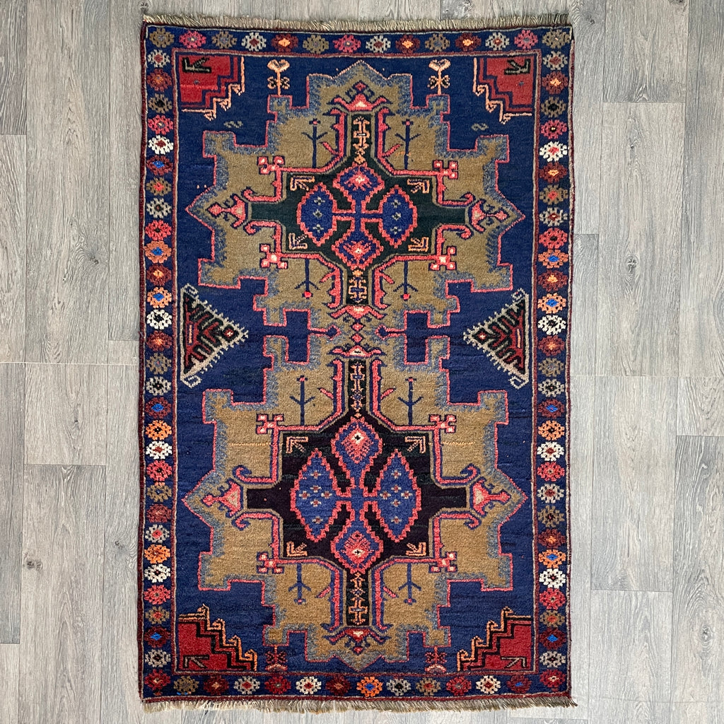 Vintage Afghan Herati Baluch Rug c. 1980
