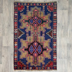 Vintage Afghan Herati Baluch Rug c. 1980