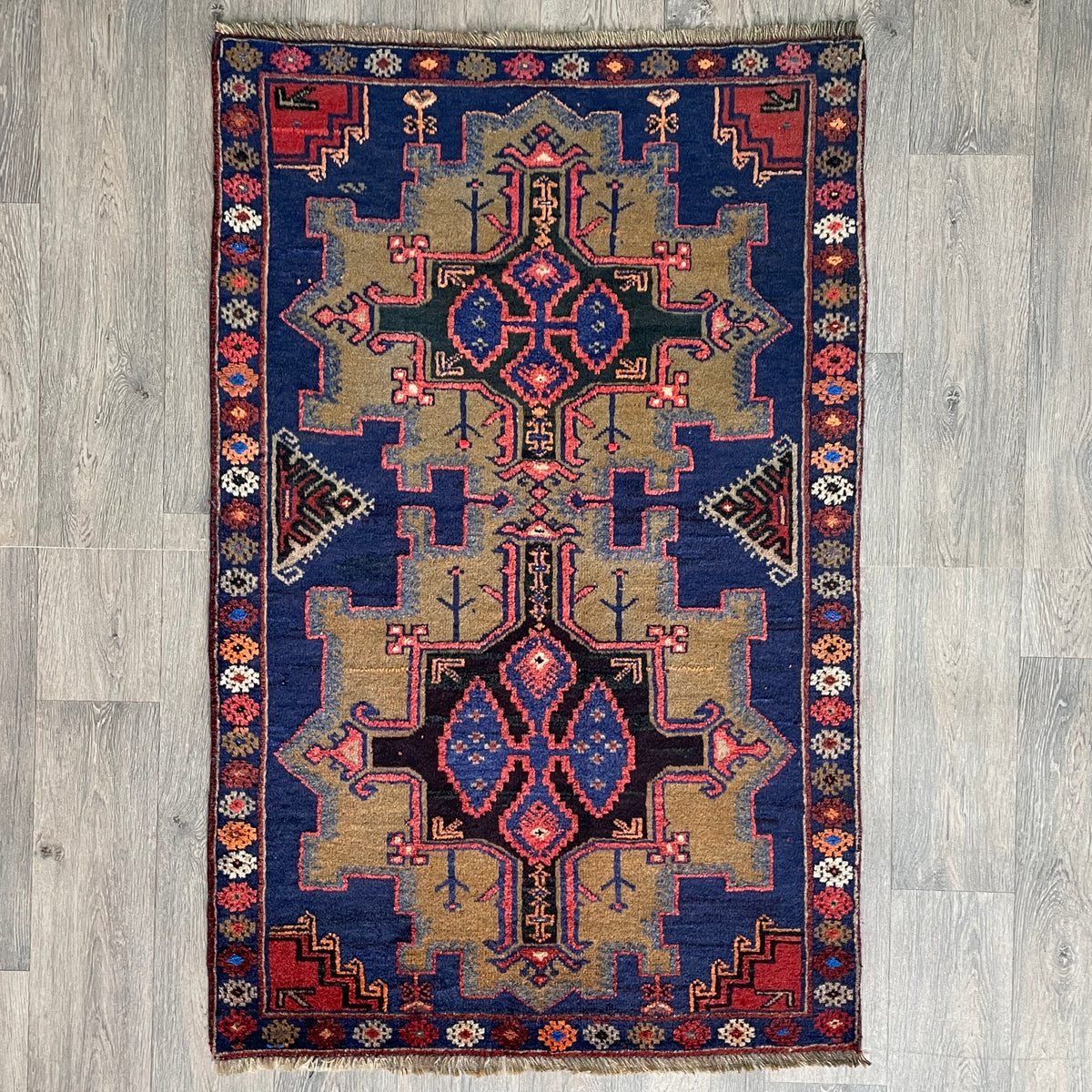Vintage Afghan Herati Baluch Rug c. 1980