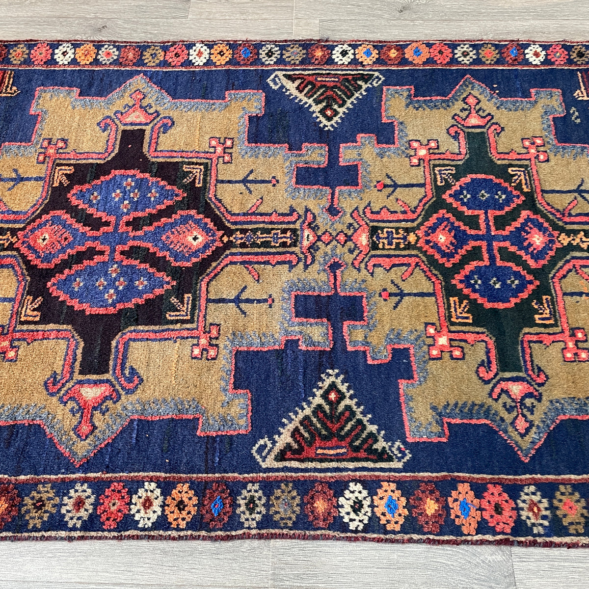 Vintage Afghan Herati Baluch Rug c. 1980
