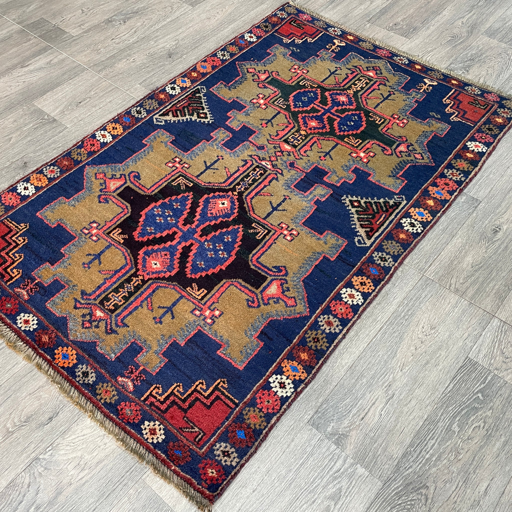 Vintage Afghan Herati Baluch Rug c. 1980