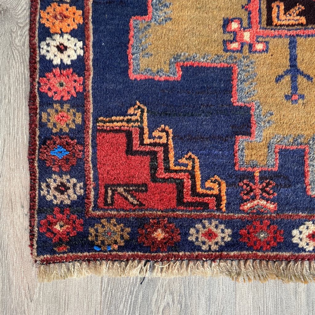 Vintage Afghan Herati Baluch Rug c. 1980