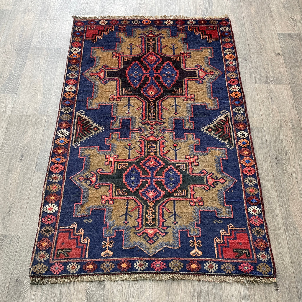 Vintage Afghan Herati Baluch Rug c. 1980