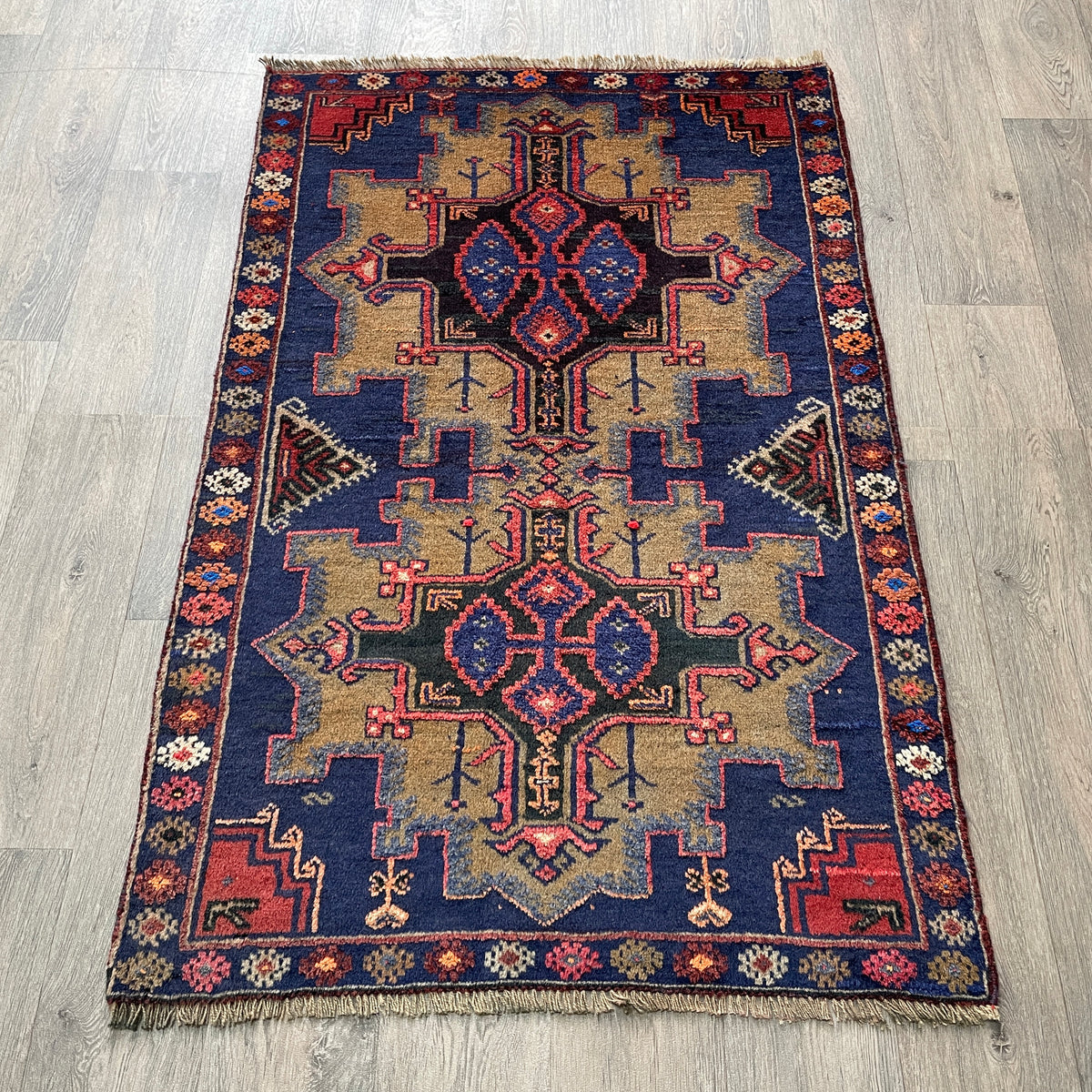 Vintage Afghan Herati Baluch Rug c. 1980