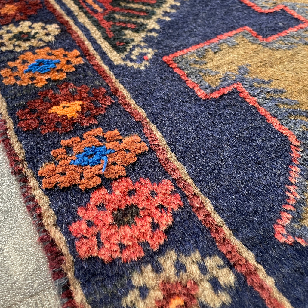 Vintage Afghan Herati Baluch Rug c. 1980