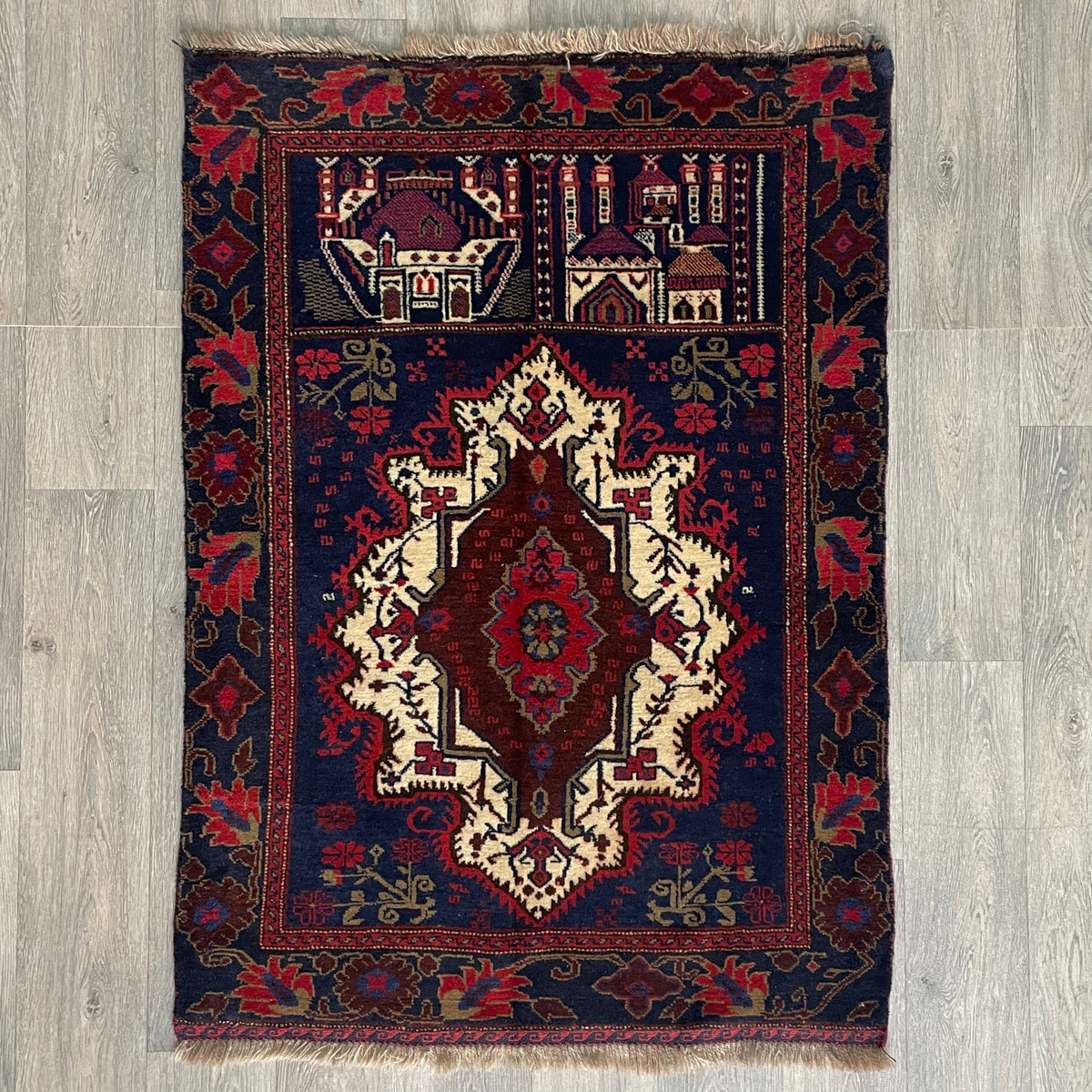 Vintage Afghan Baluch Rug c. 1980