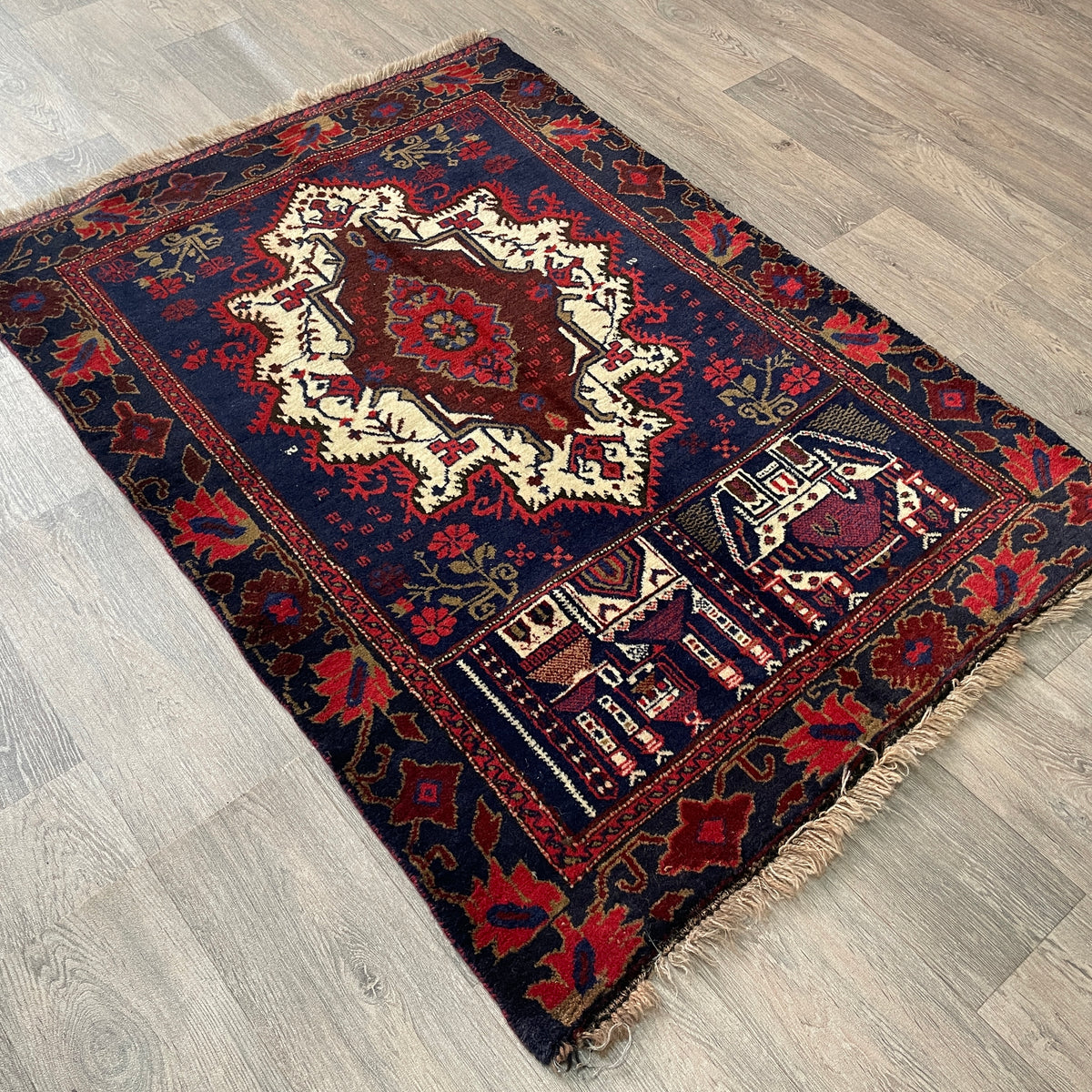 Vintage Afghan Baluch Rug c. 1980