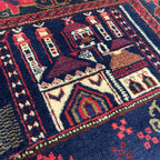 Vintage Afghan Baluch Rug c. 1980