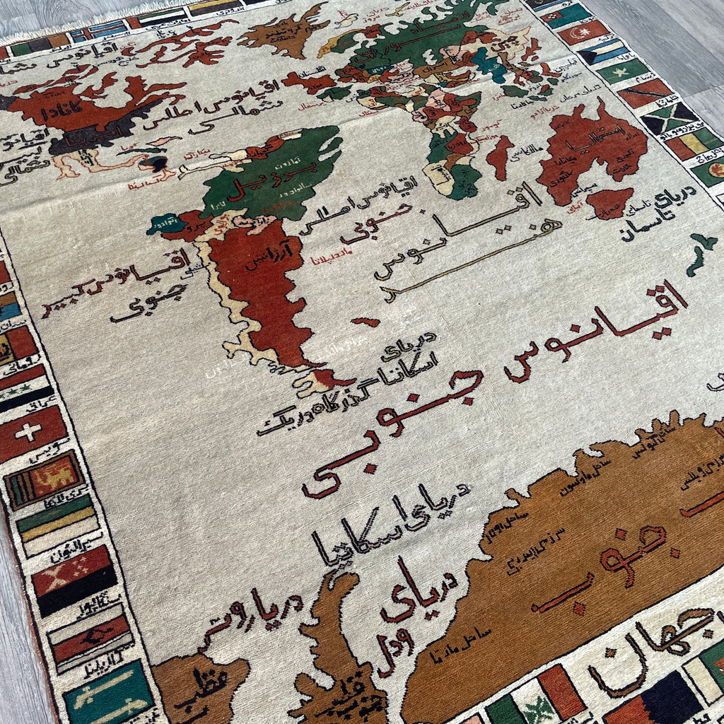 Old Afghan World Map rug c. 1970