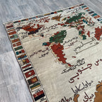 Old Afghan World Map rug c. 1970