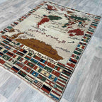 Old Afghan World Map rug c. 1970