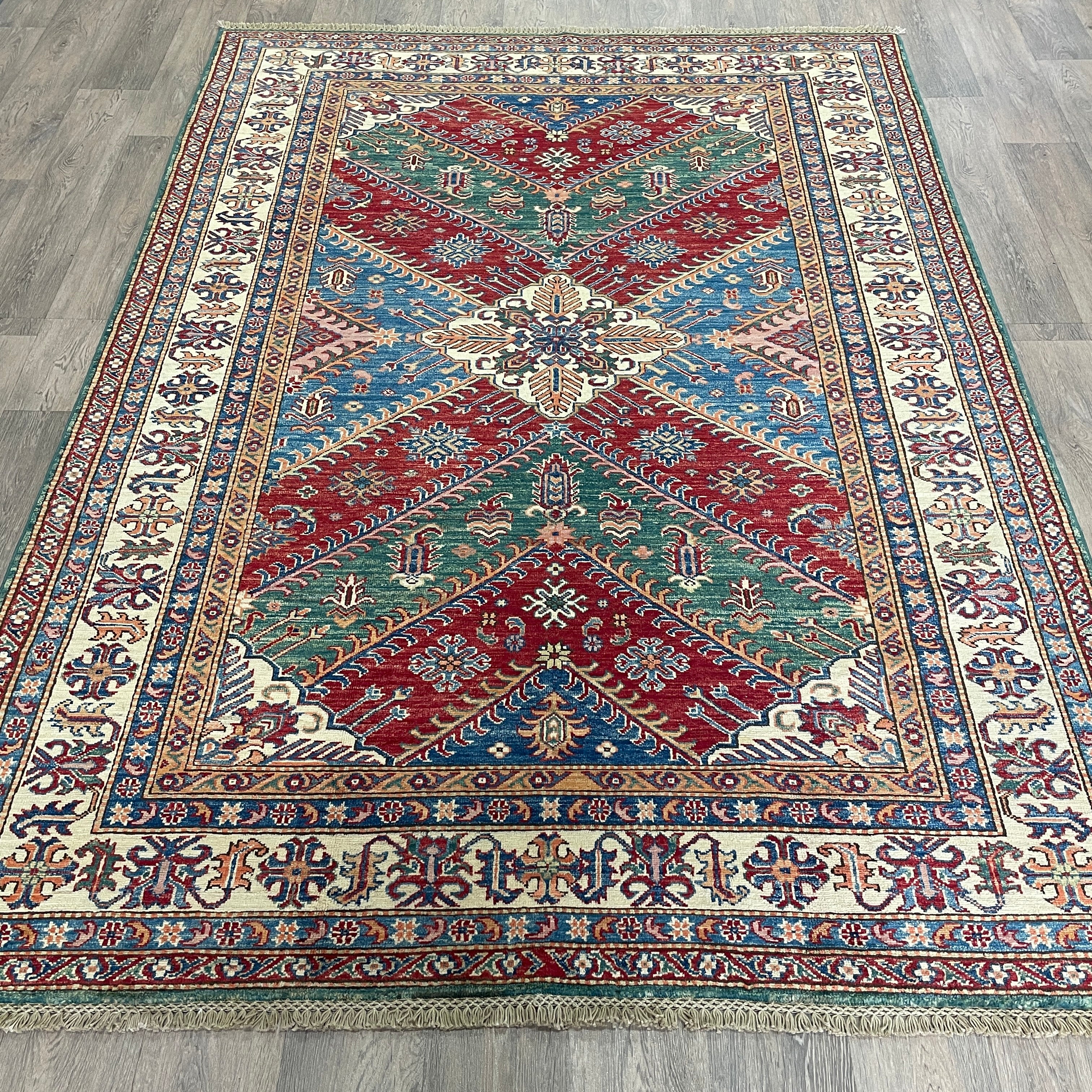 247 x 172 cm | Afghan Super Kazak Rug - Khorasan Rugs