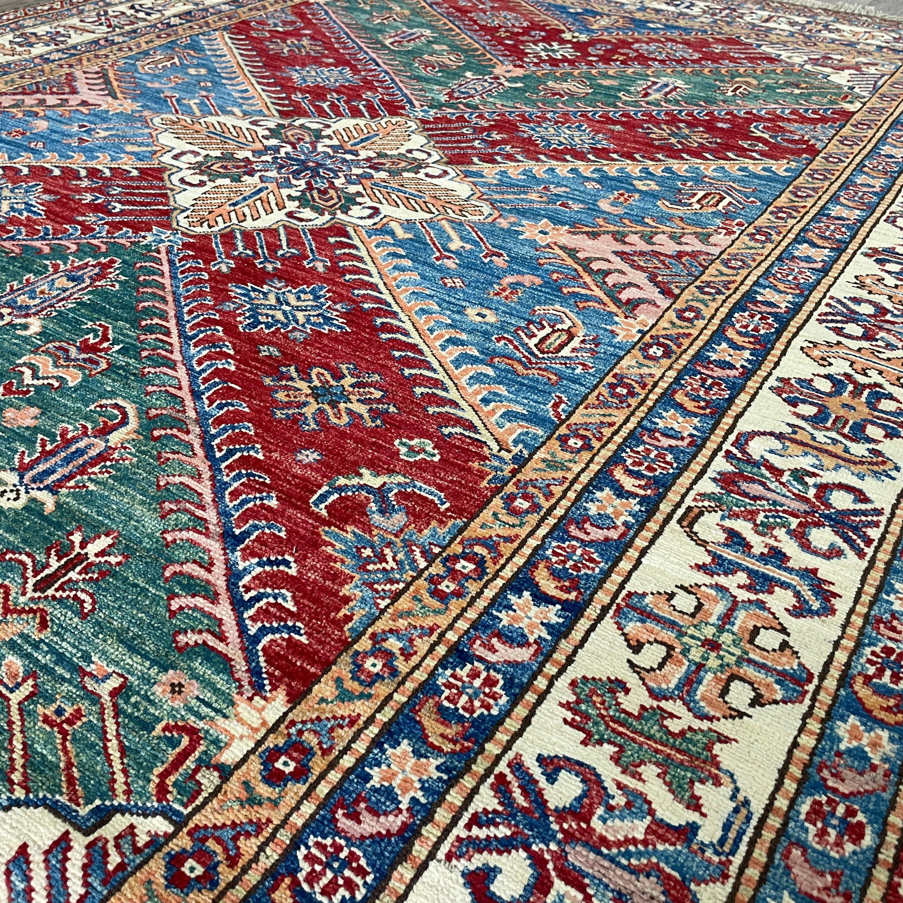 247 x 172 cm | Afghan Super Kazak Rug - Khorasan Rugs