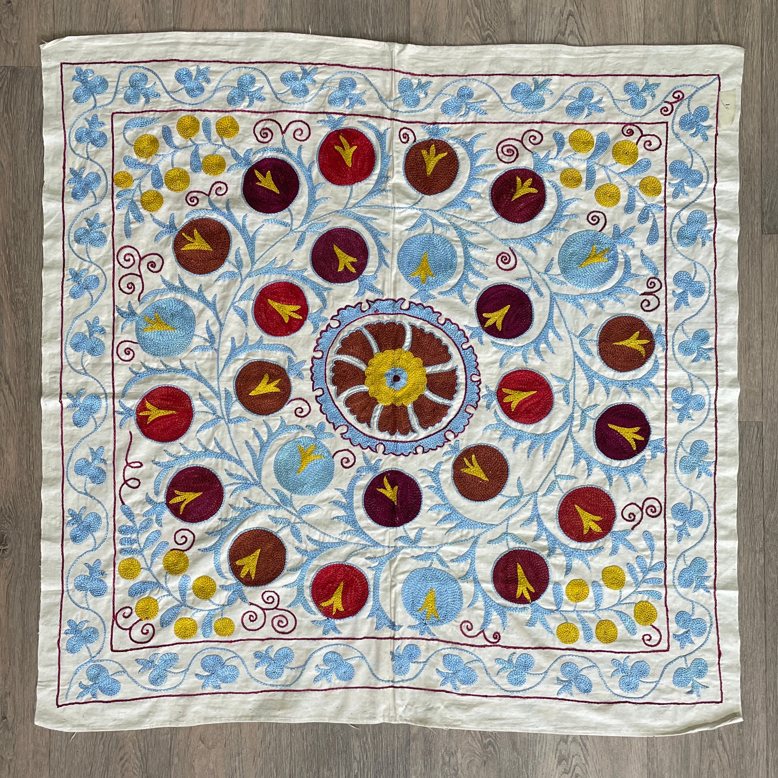 Uzbek 'Samarkand' Suzani Table Throw