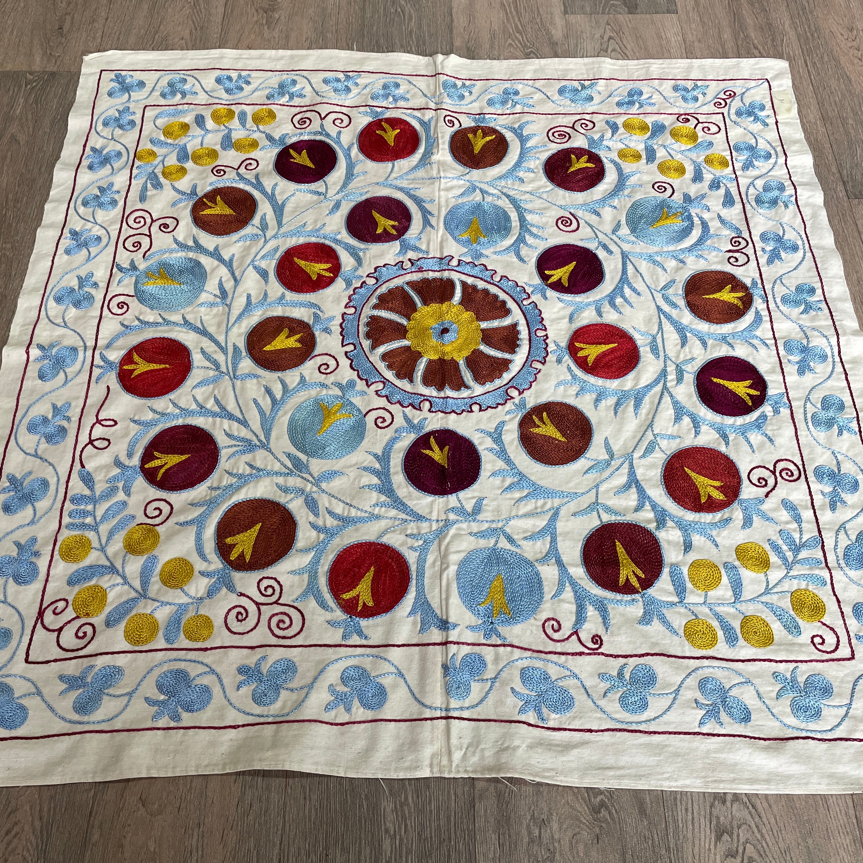 Uzbek 'Samarkand' Suzani Table Throw
