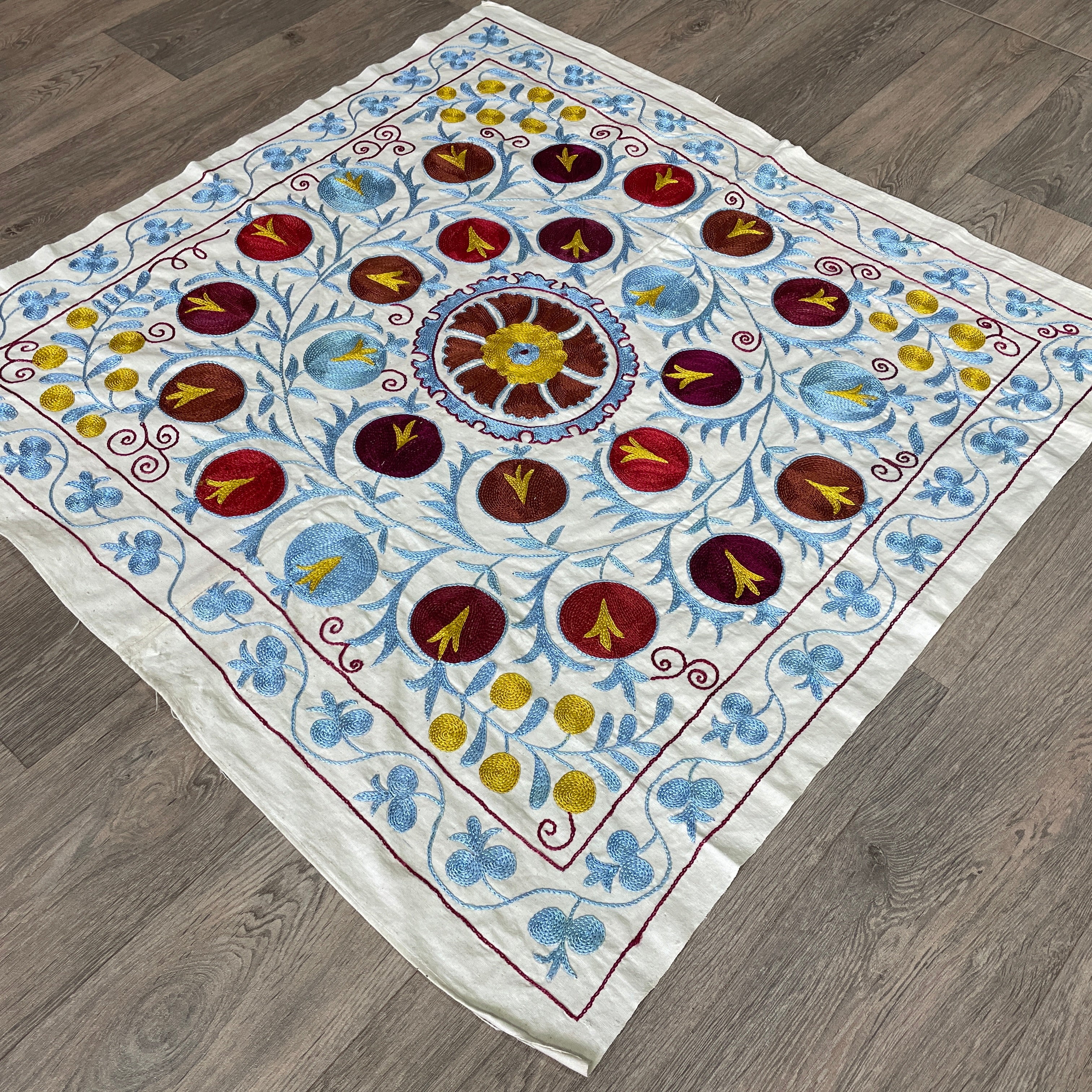 Uzbek 'Samarkand' Suzani Table Throw