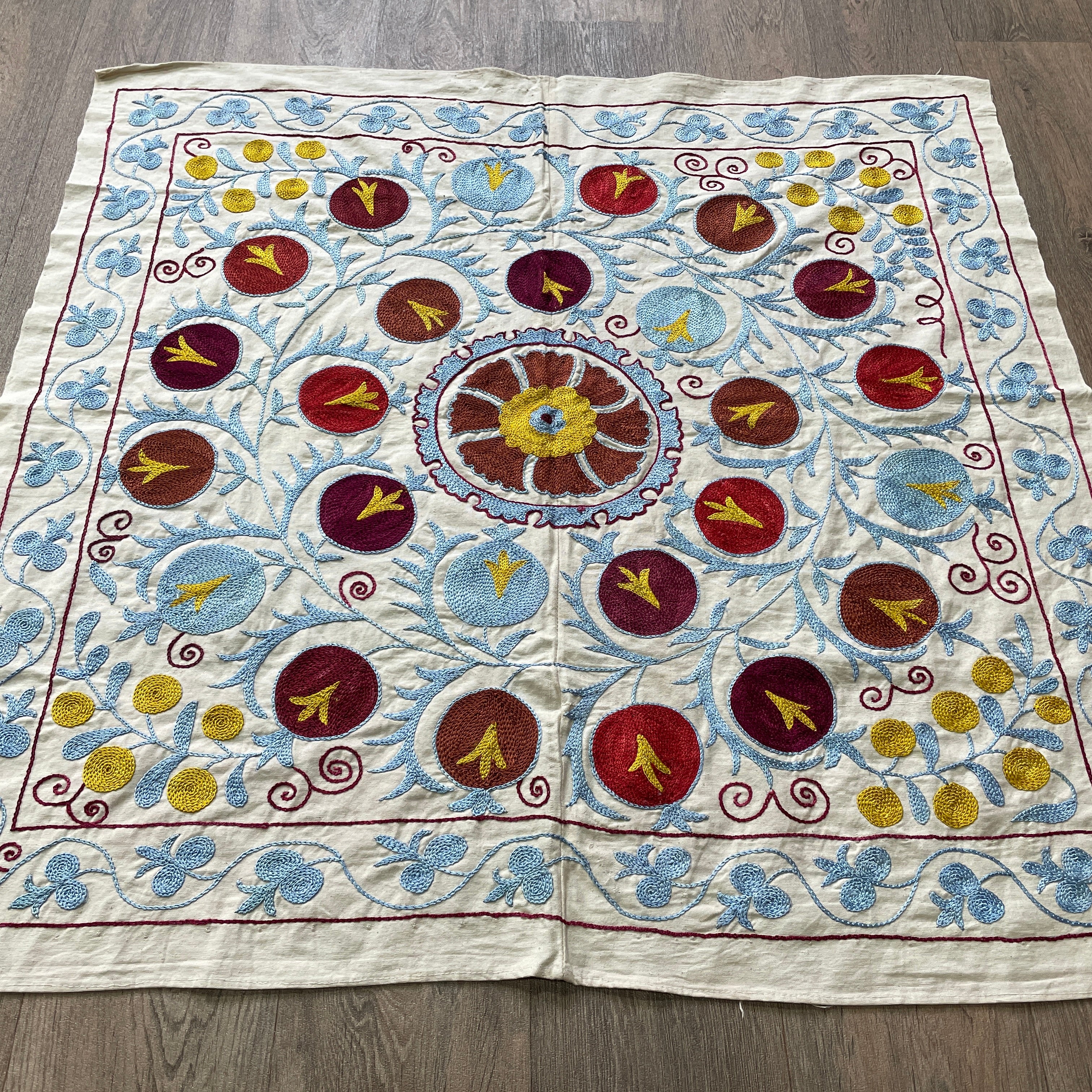 Uzbek 'Samarkand' Suzani Table Throw