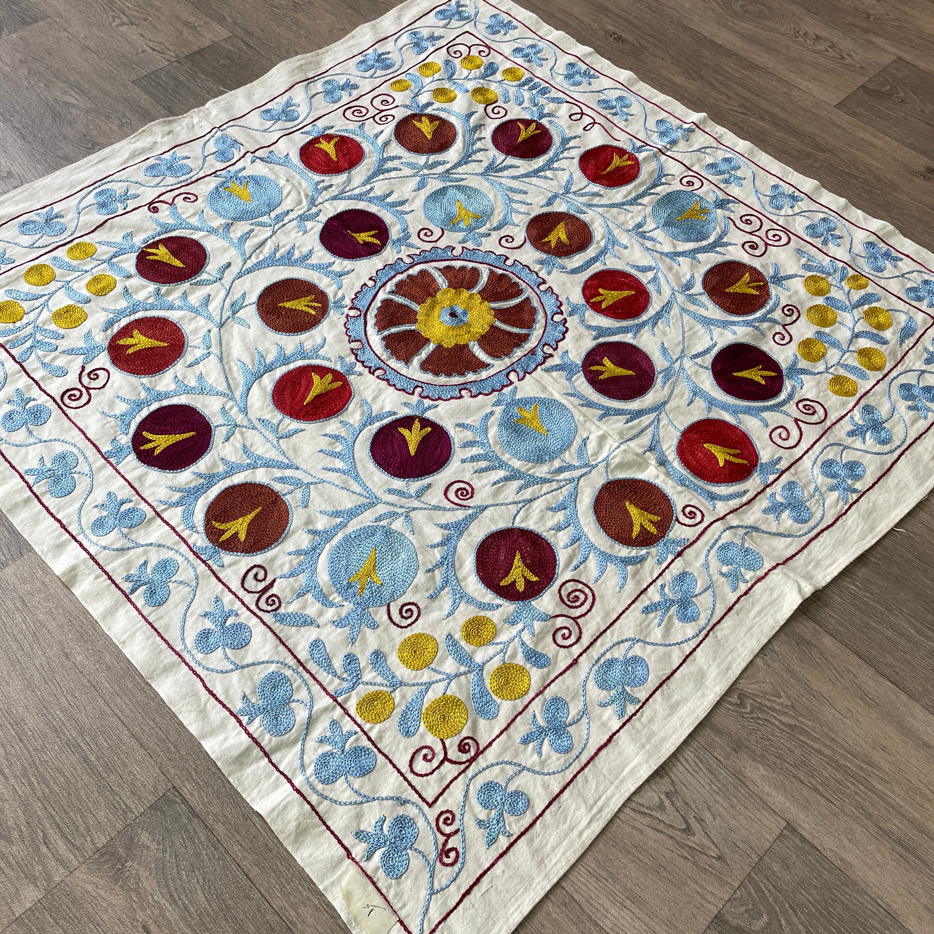 Uzbek 'Samarkand' Suzani Table Throw