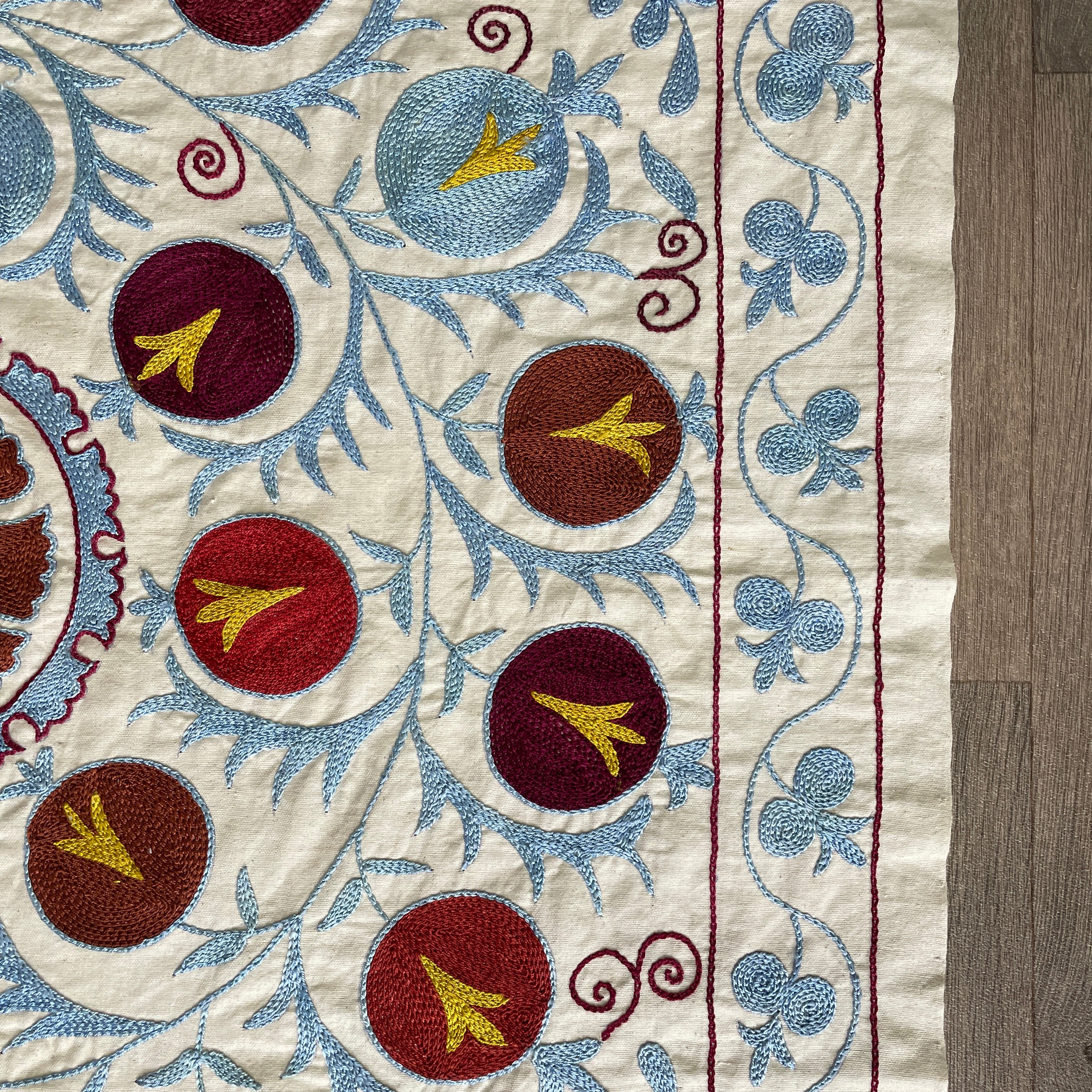 Uzbek 'Samarkand' Suzani Table Throw