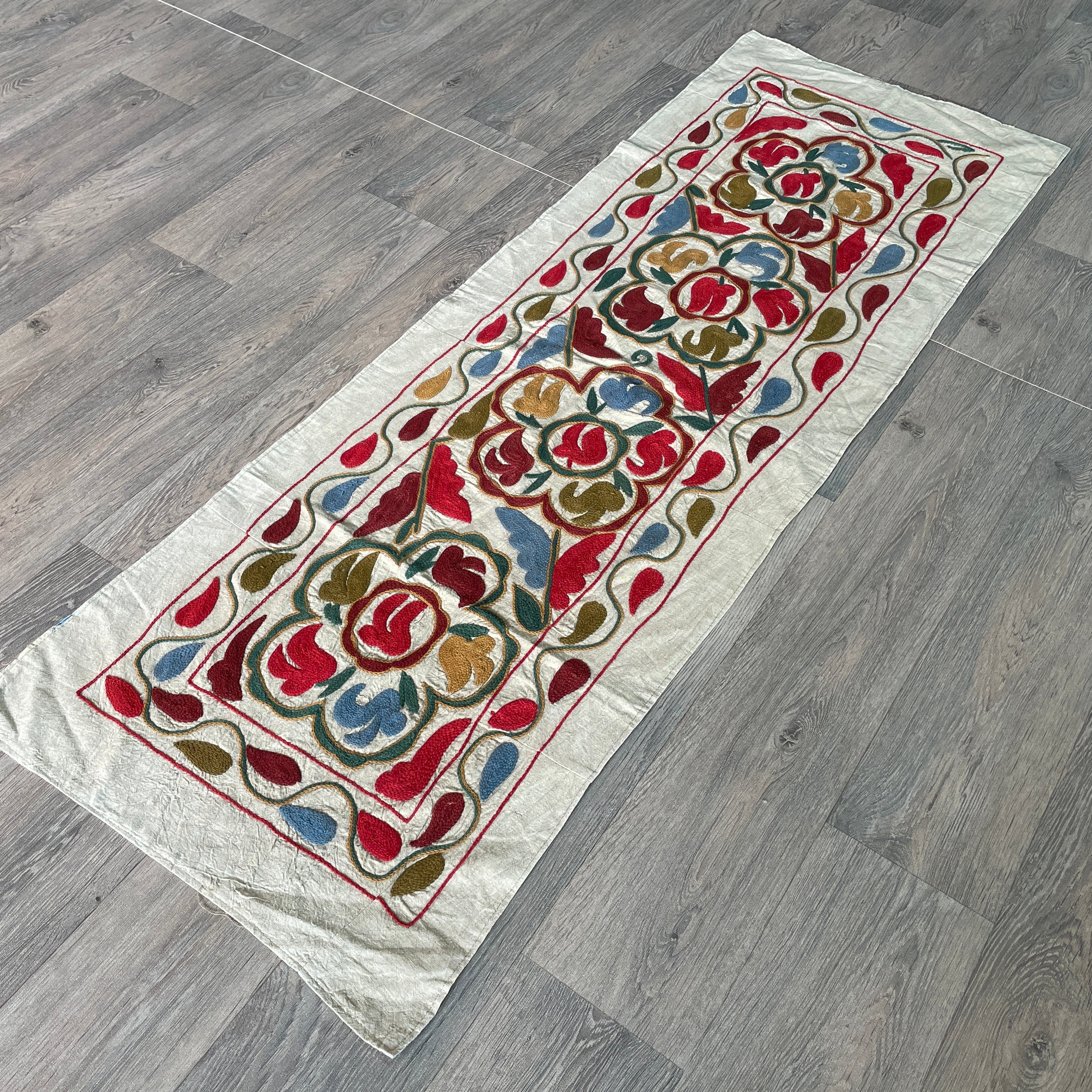 Afghan 'Sheberghan' Suzani Table Throw