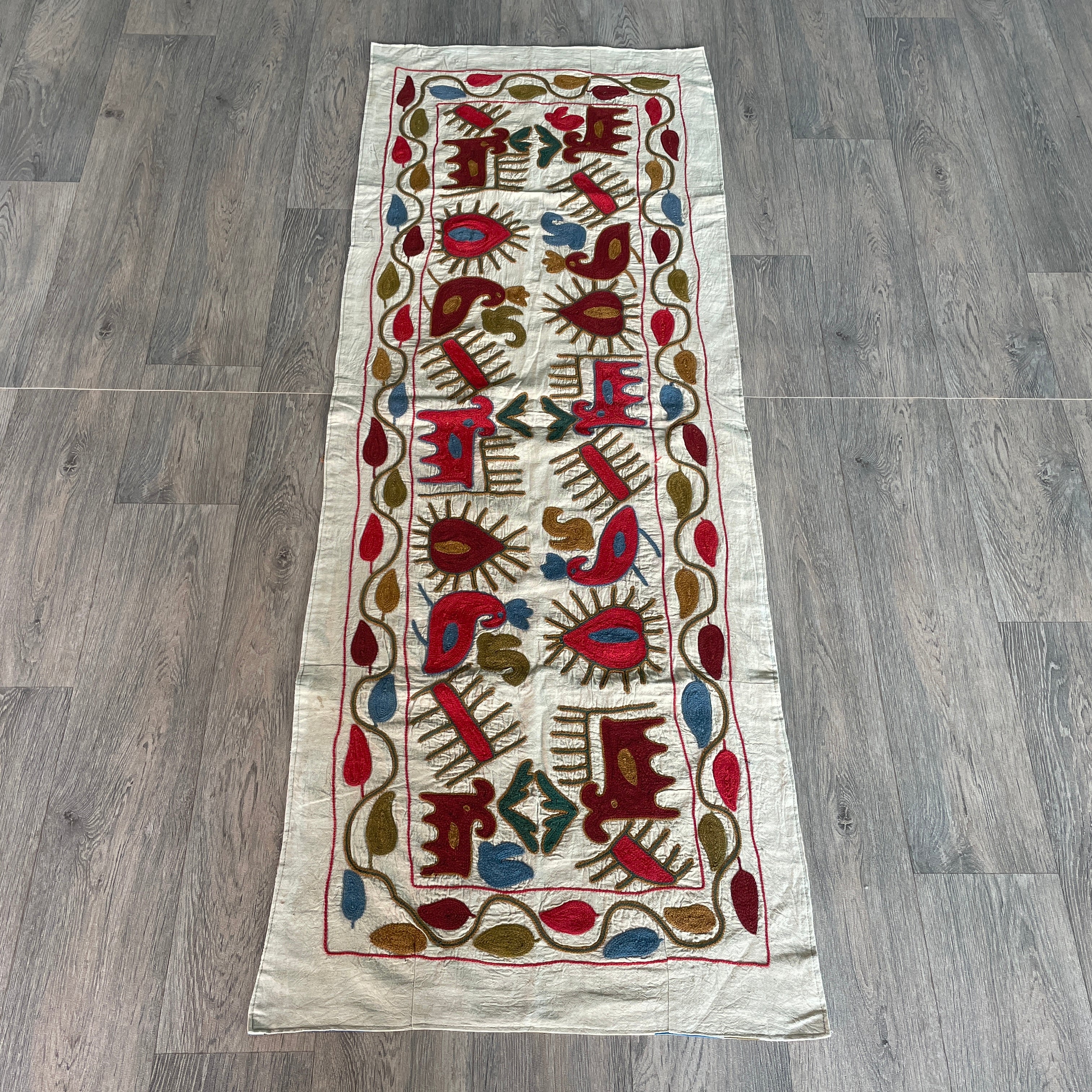 Afghan 'Sheberghan' Suzani Table Throw