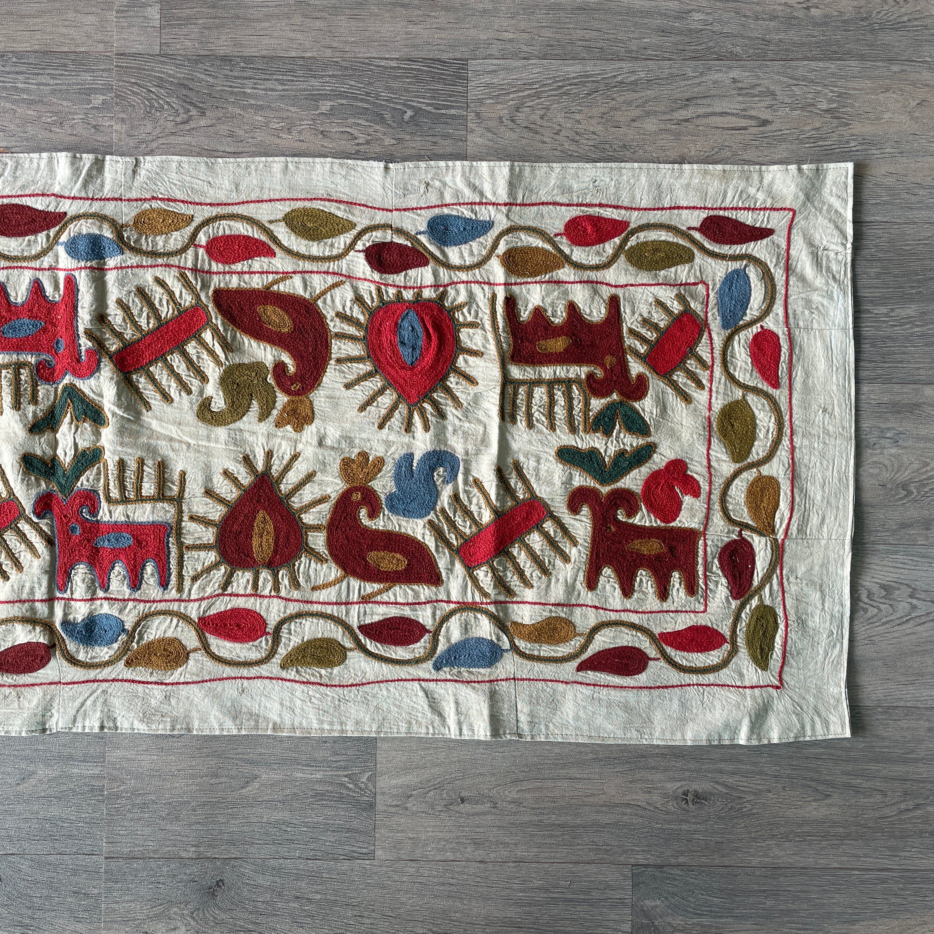 Afghan 'Sheberghan' Suzani Table Throw