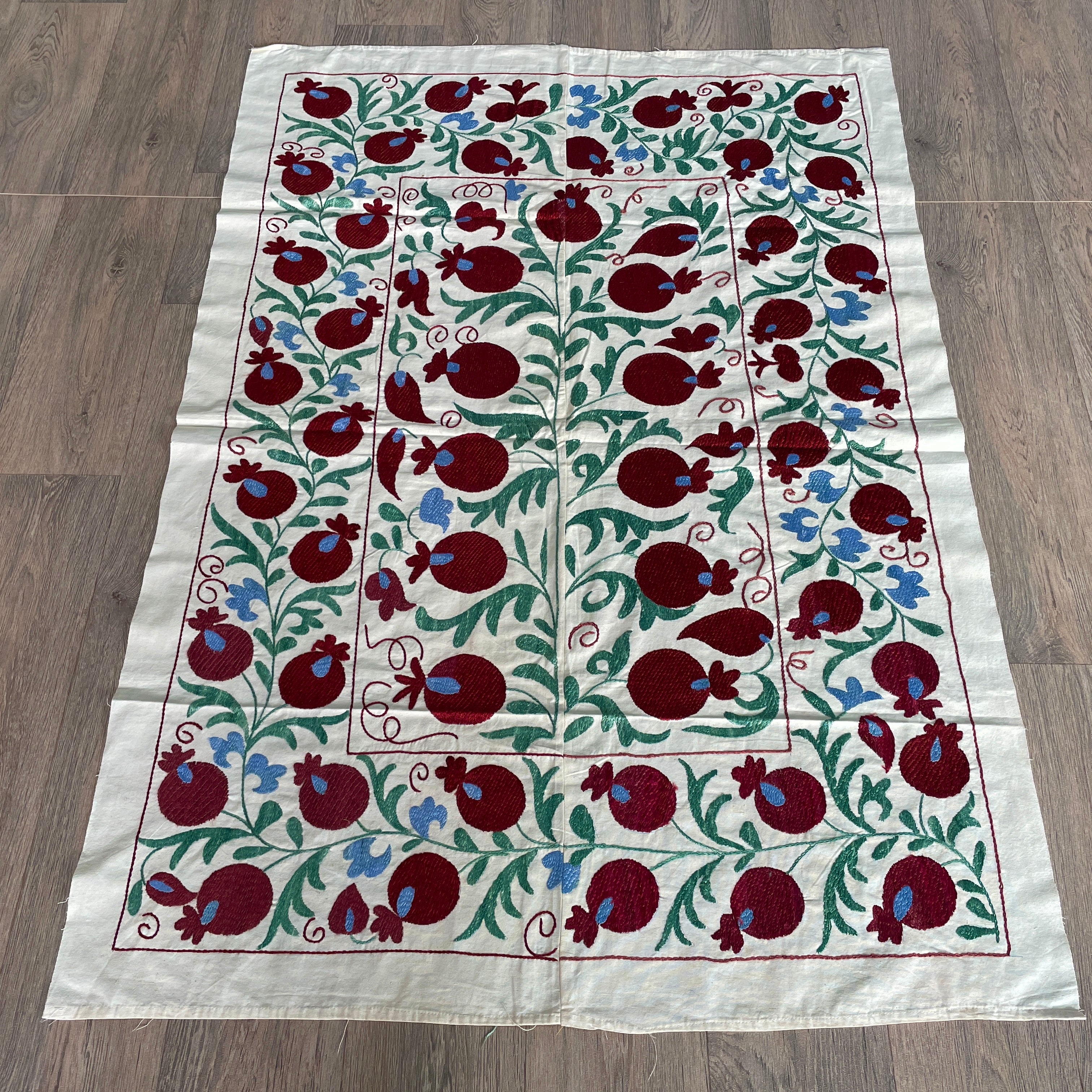 Uzbek 'Bokhara' Suzani Bed Throw