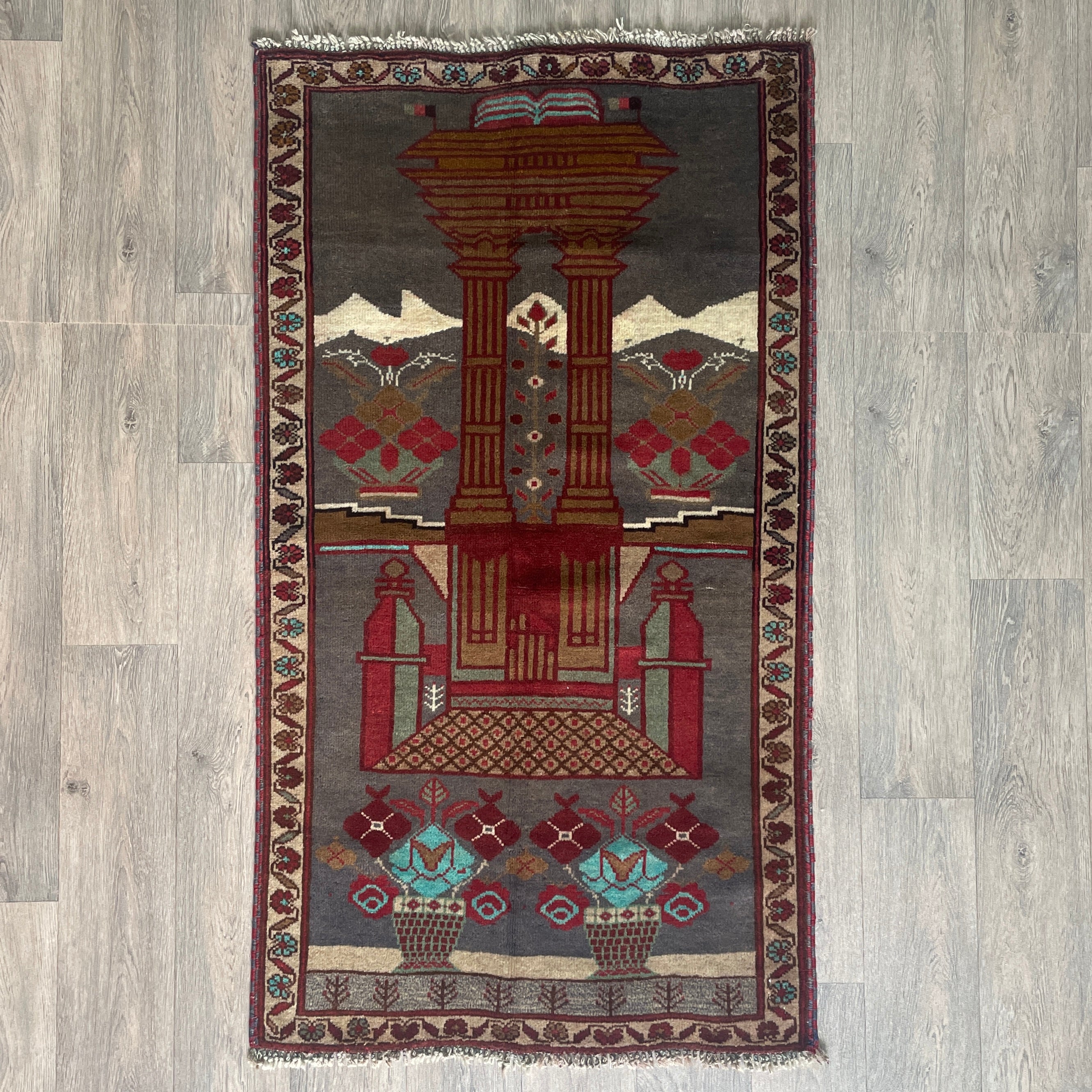 Old Afghan Herati Baluch Rug c. 1980