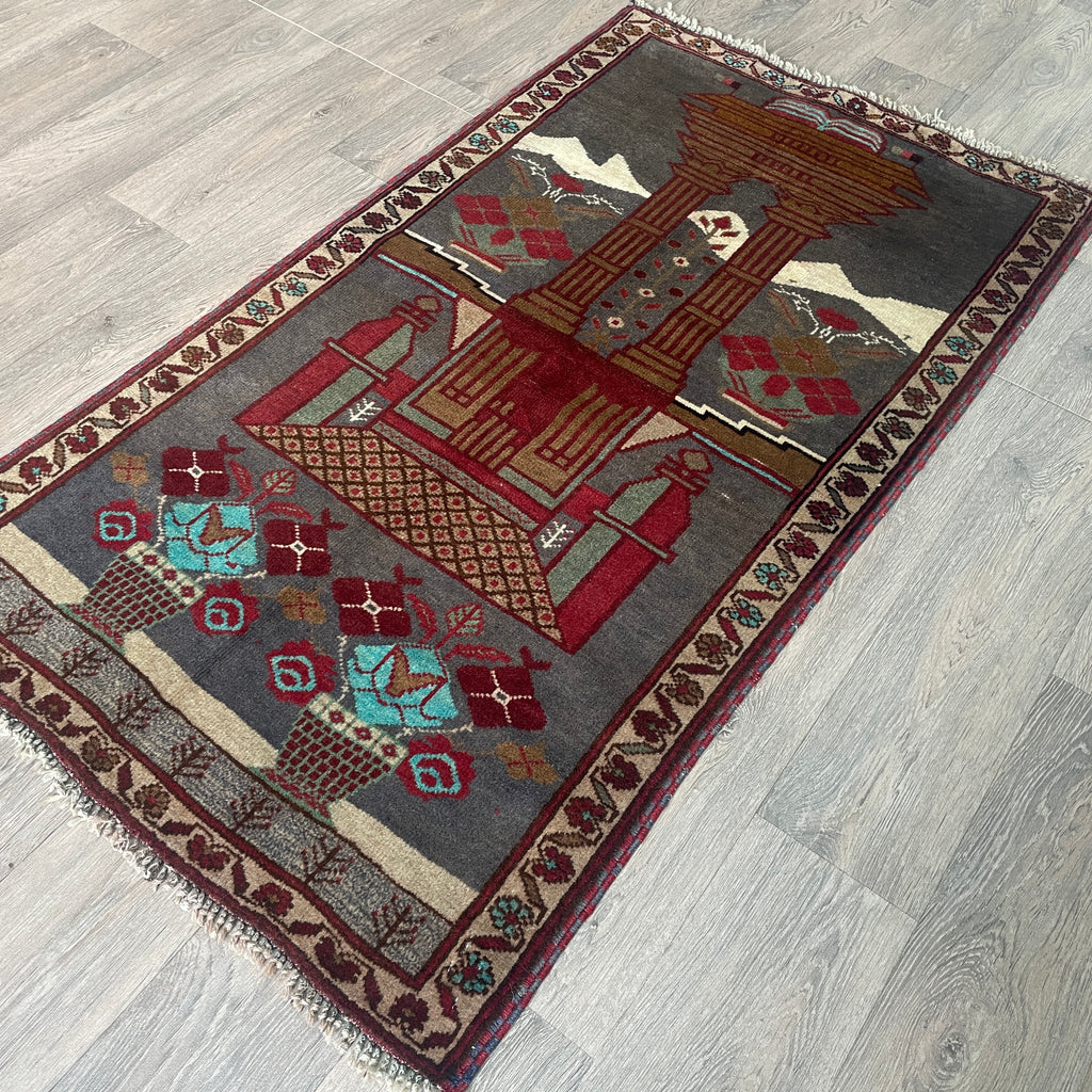 Old Afghan Herati Baluch Rug c. 1980