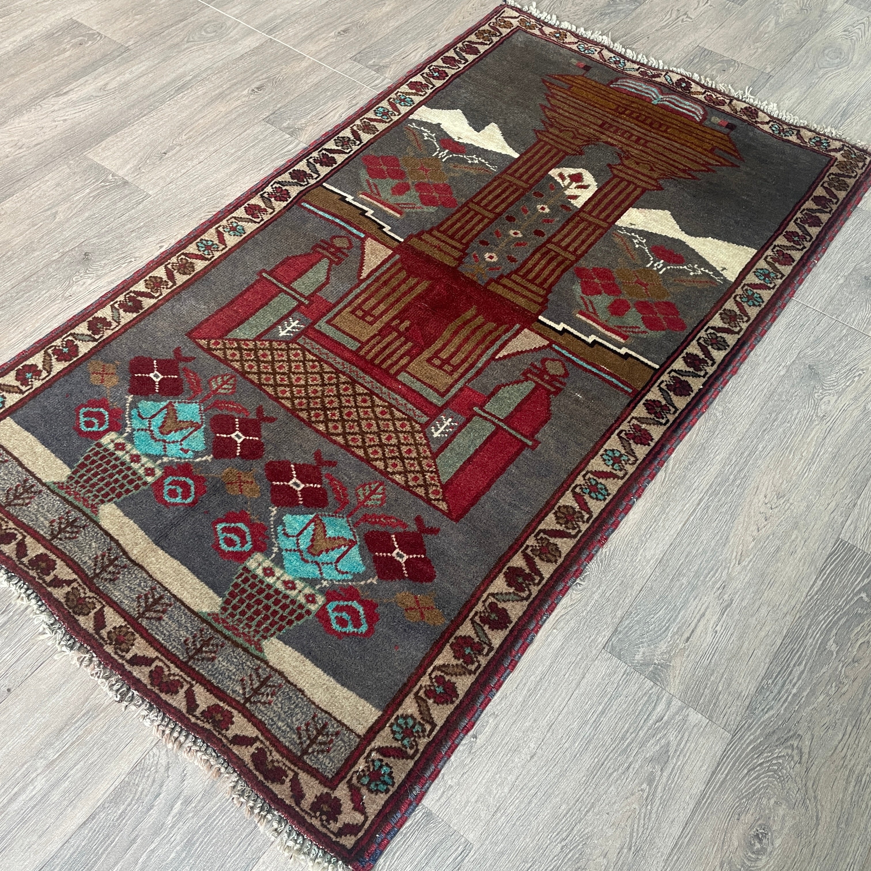 Old Afghan Herati Baluch Rug c. 1980