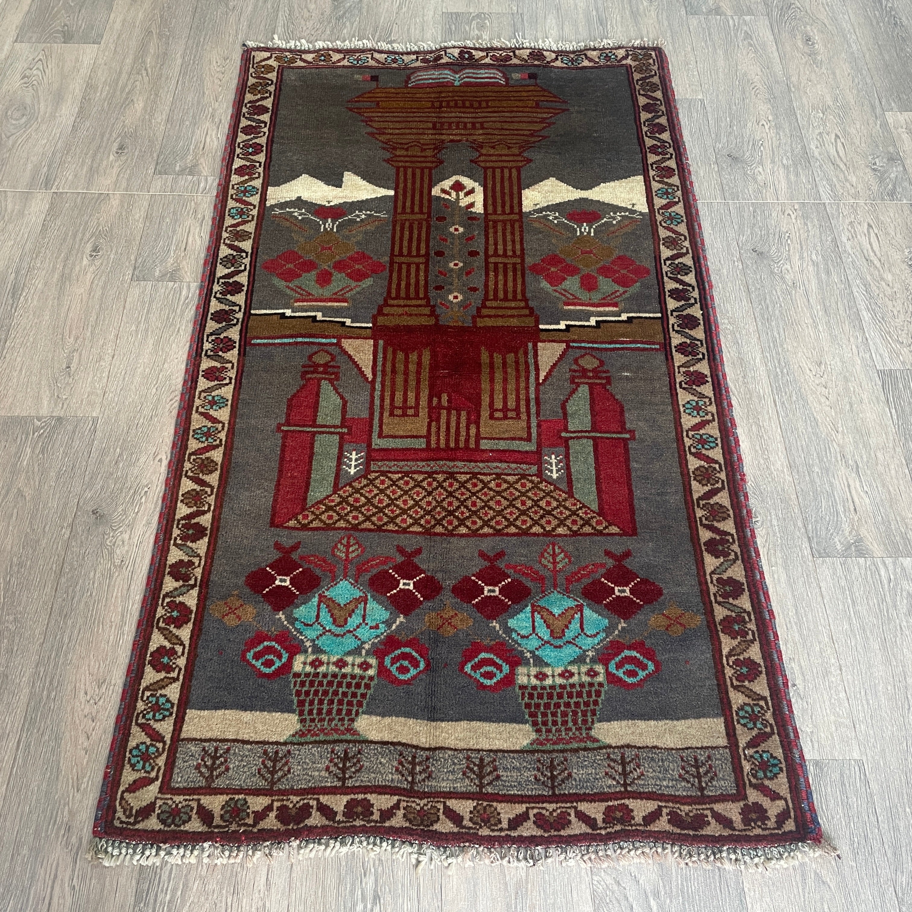 Old Afghan Herati Baluch Rug c. 1980