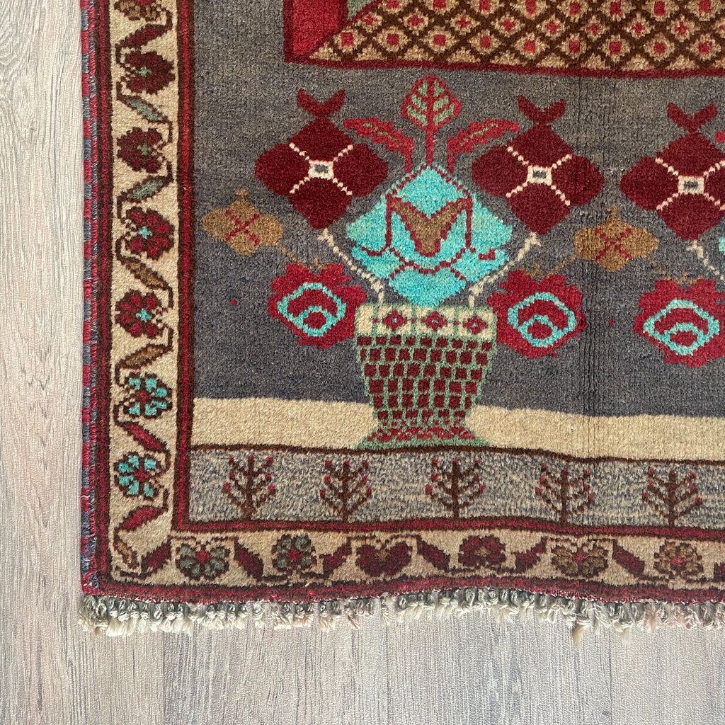 Old Afghan Herati Baluch Rug c. 1980