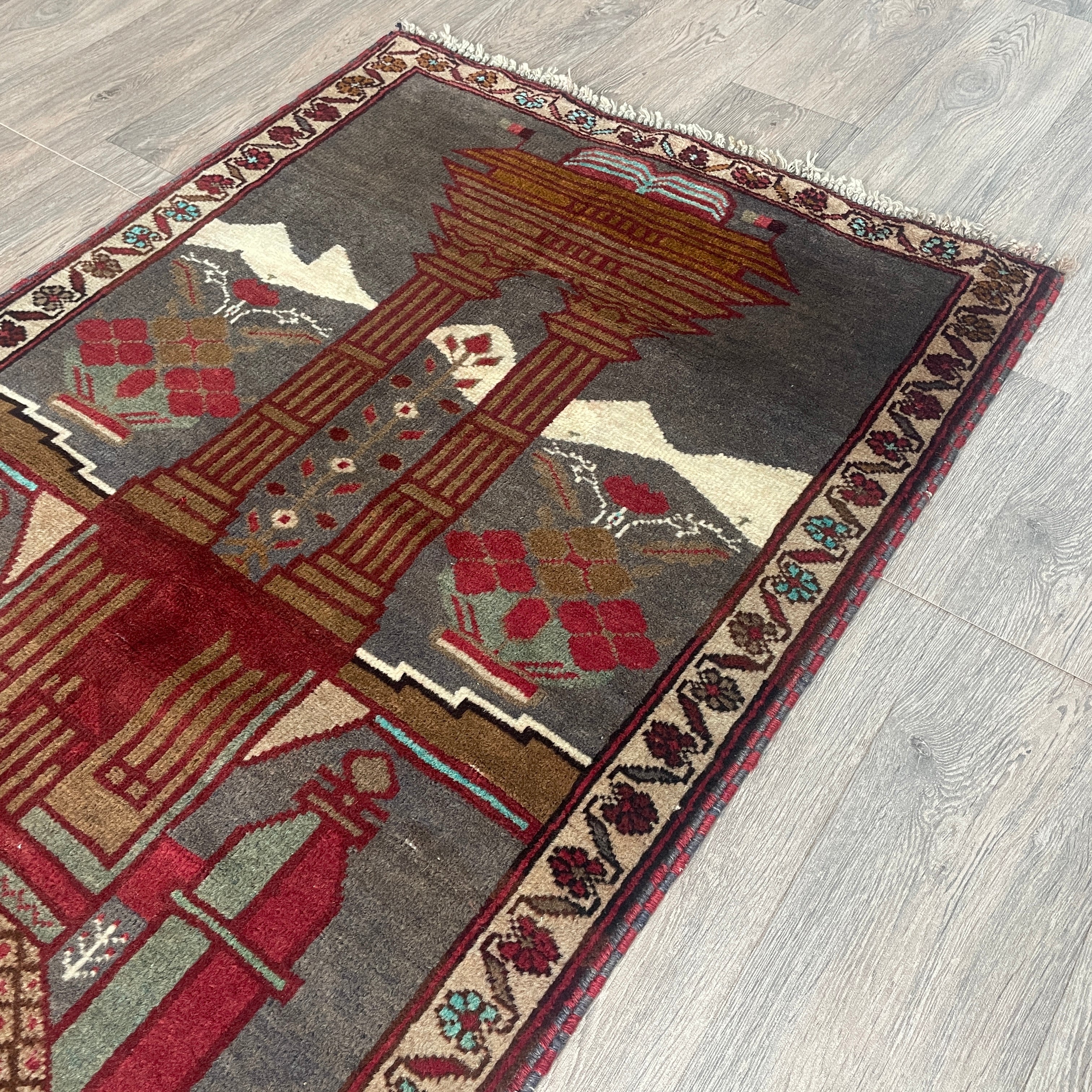 Old Afghan Herati Baluch Rug c. 1980