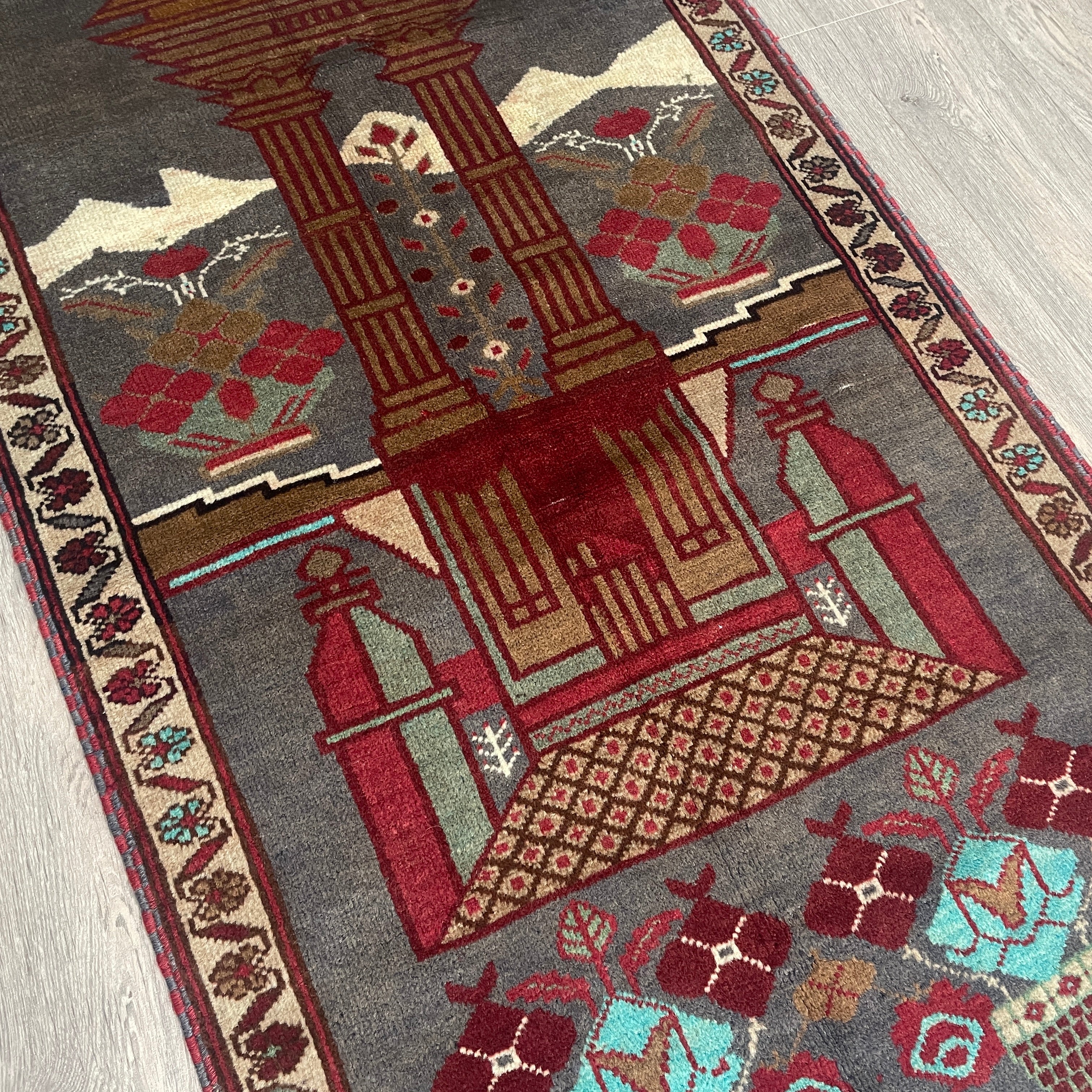 Old Afghan Herati Baluch Rug c. 1980