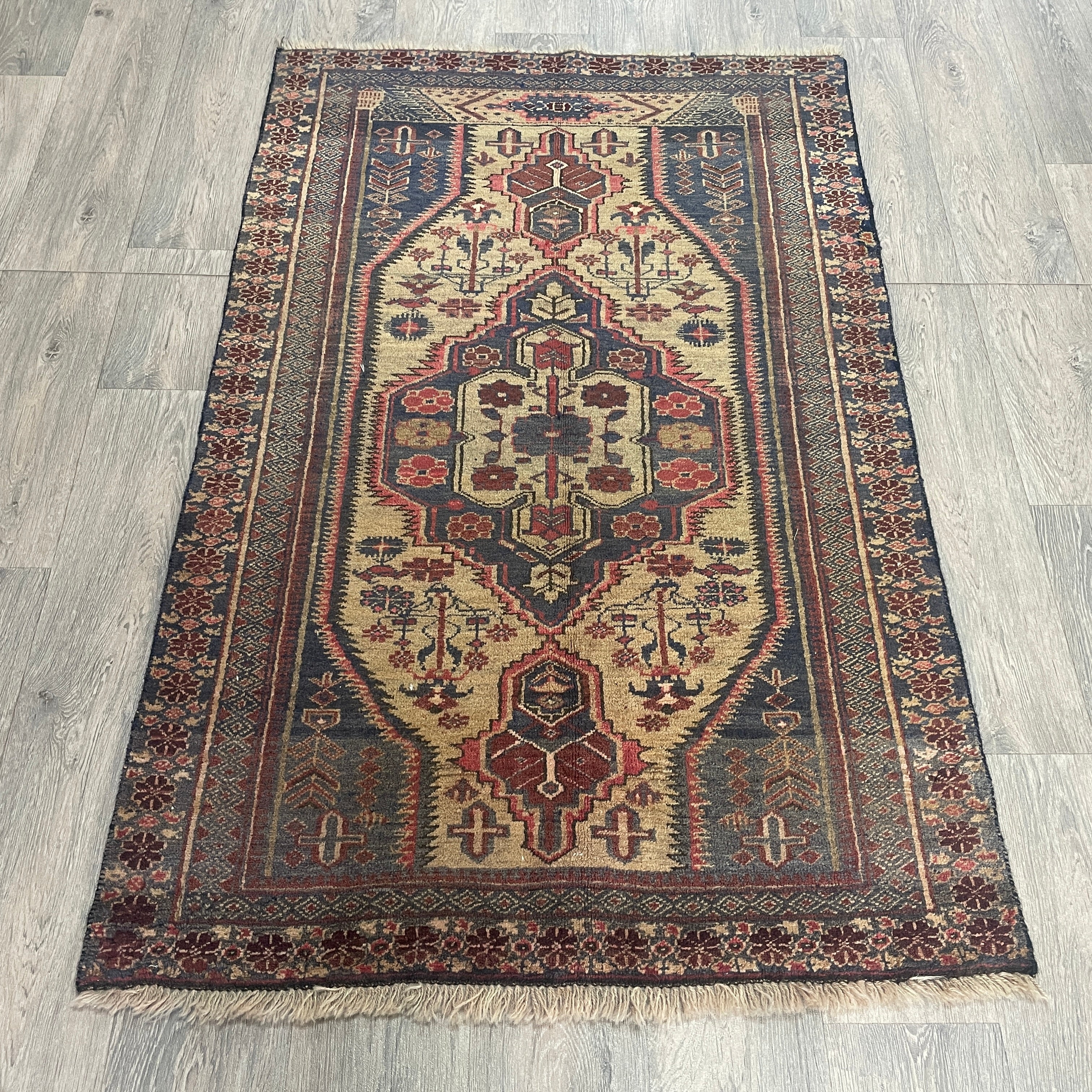 Old Afghan Herati Baluch Rug c. 1980