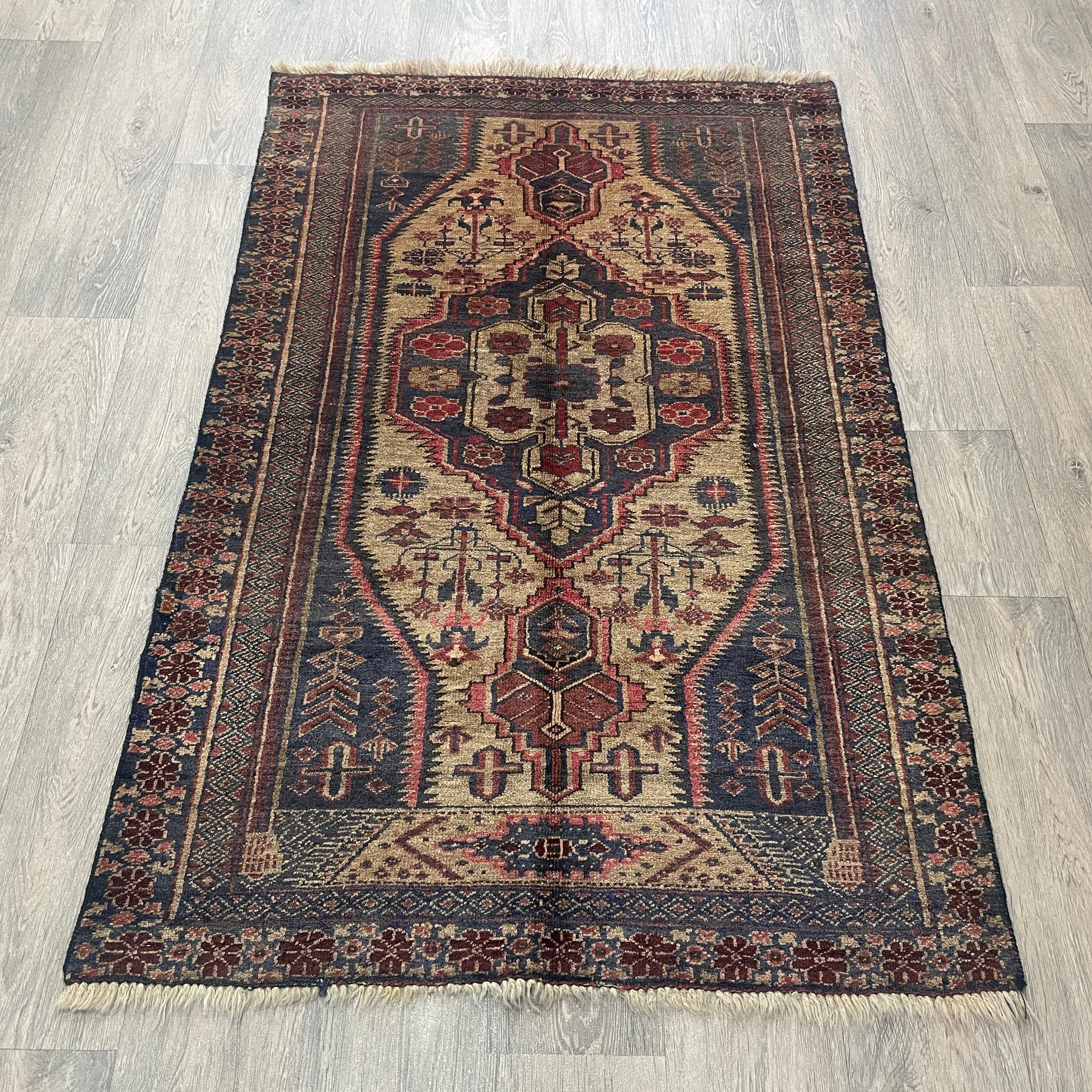 Old Afghan Herati Baluch Rug c. 1980