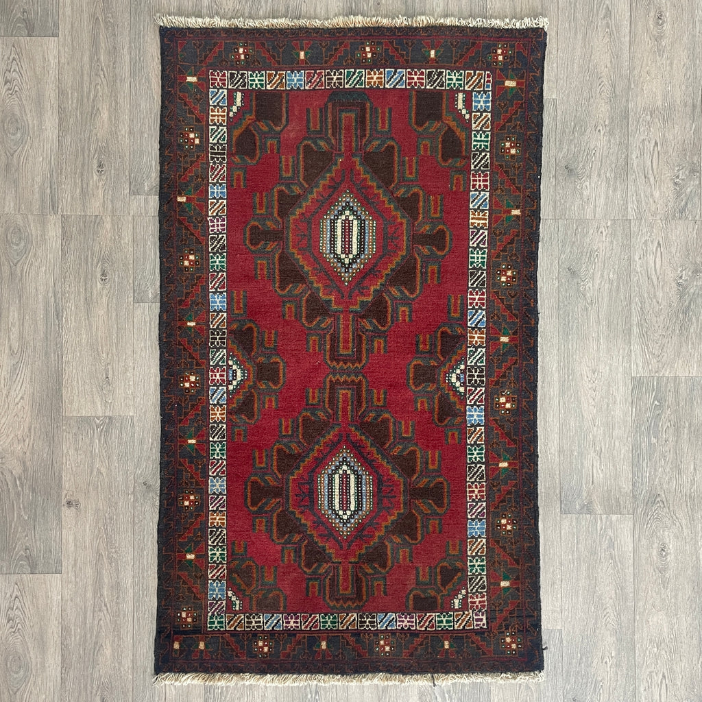 Old Afghan Herati Baluch Rug c. 1980