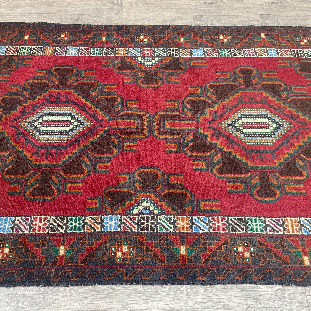 Old Afghan Herati Baluch Rug c. 1980