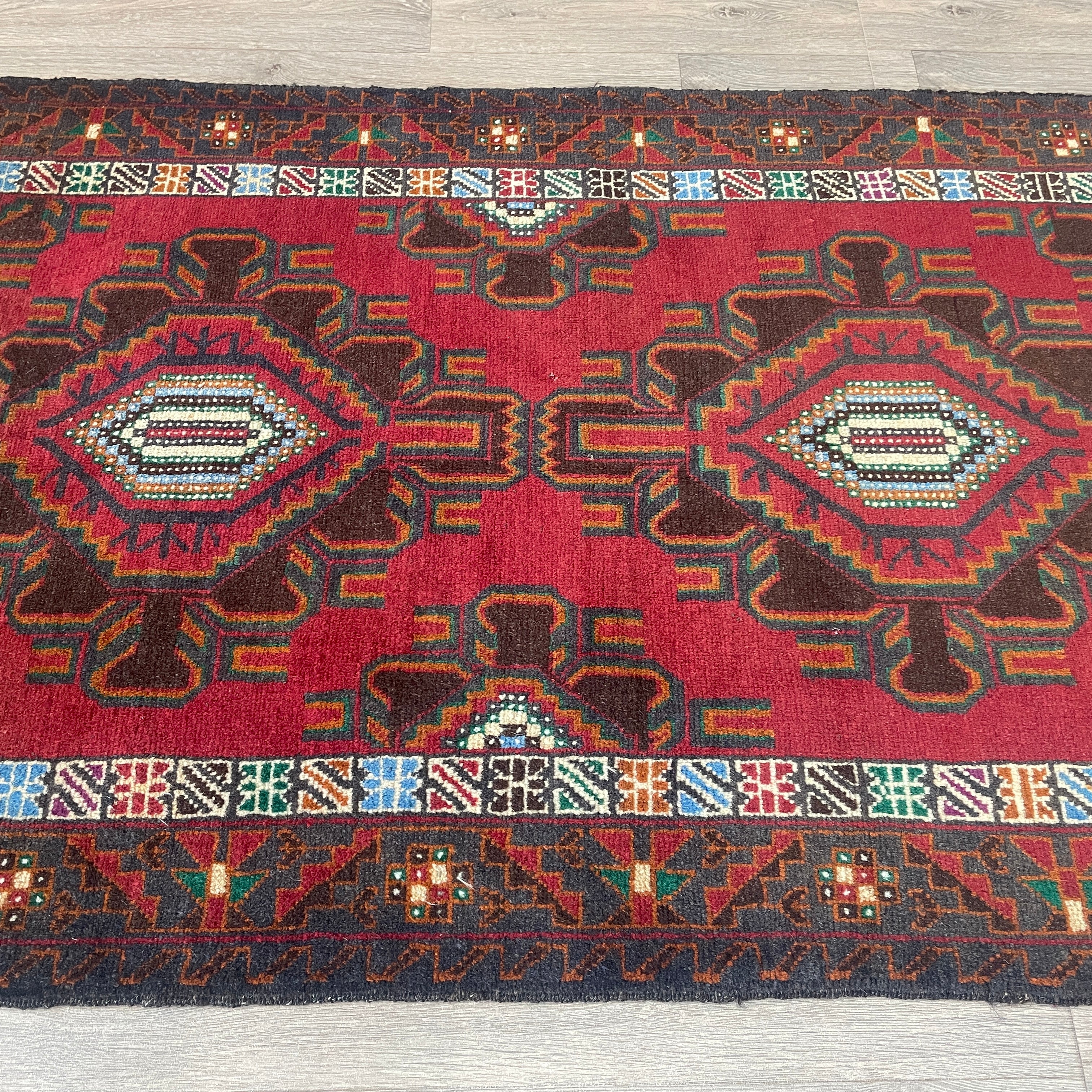 Old Afghan Herati Baluch Rug c. 1980