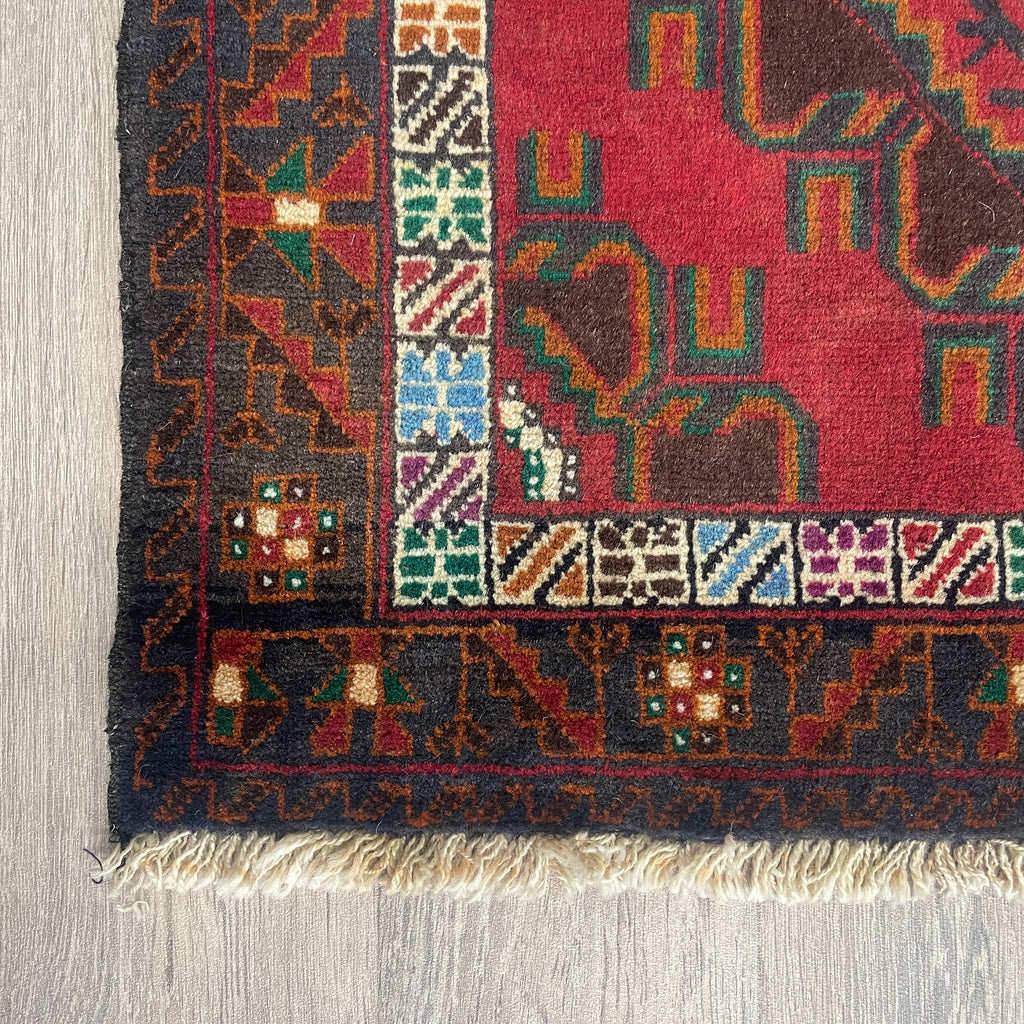 Old Afghan Herati Baluch Rug c. 1980