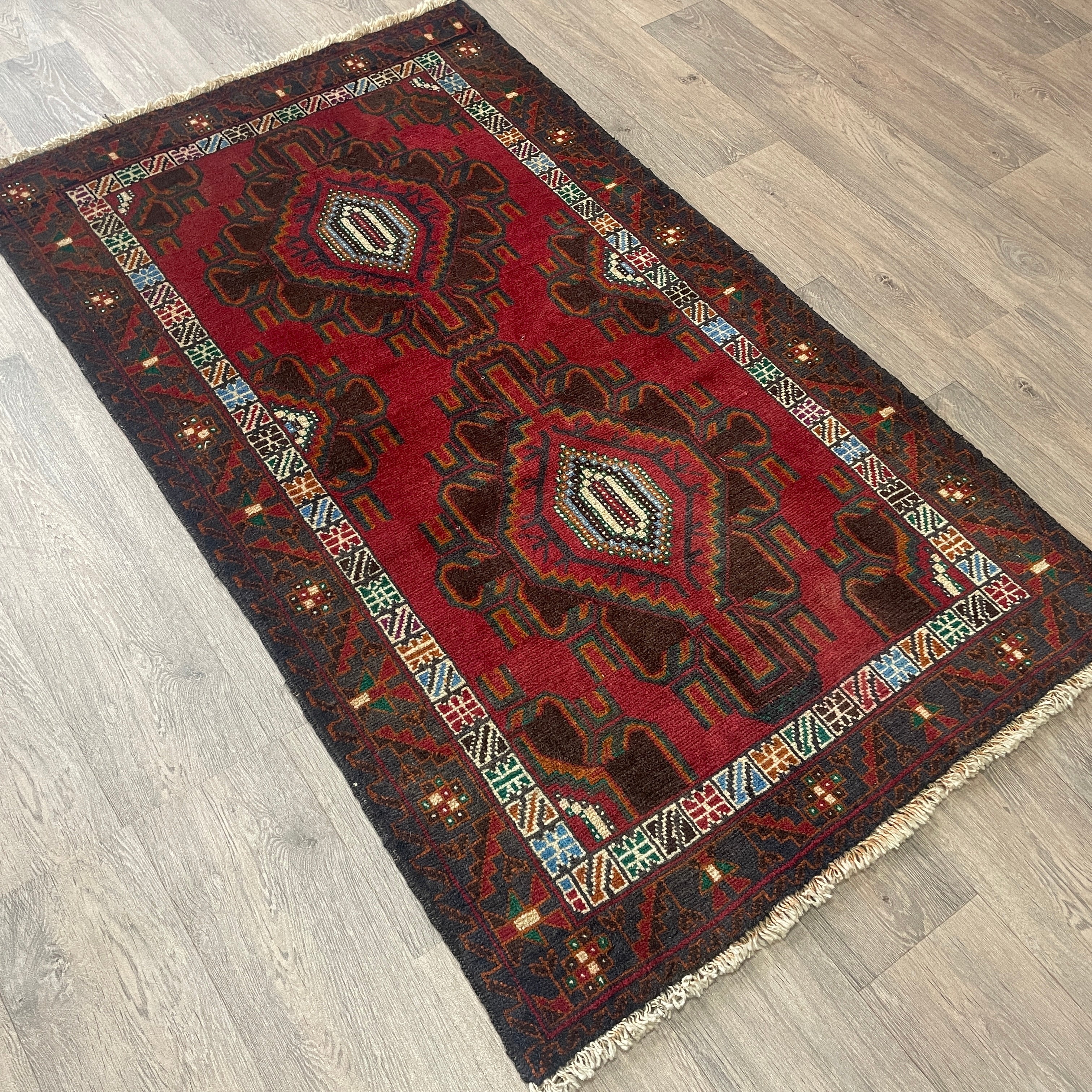 Old Afghan Herati Baluch Rug c. 1980