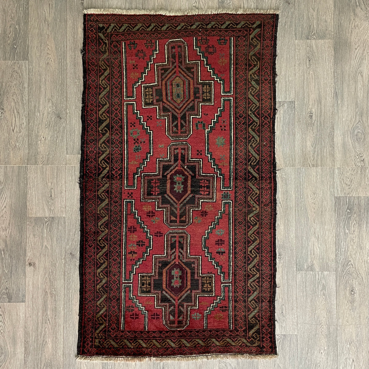 Vintage Afghan Herati Baluch Rug c. 1980