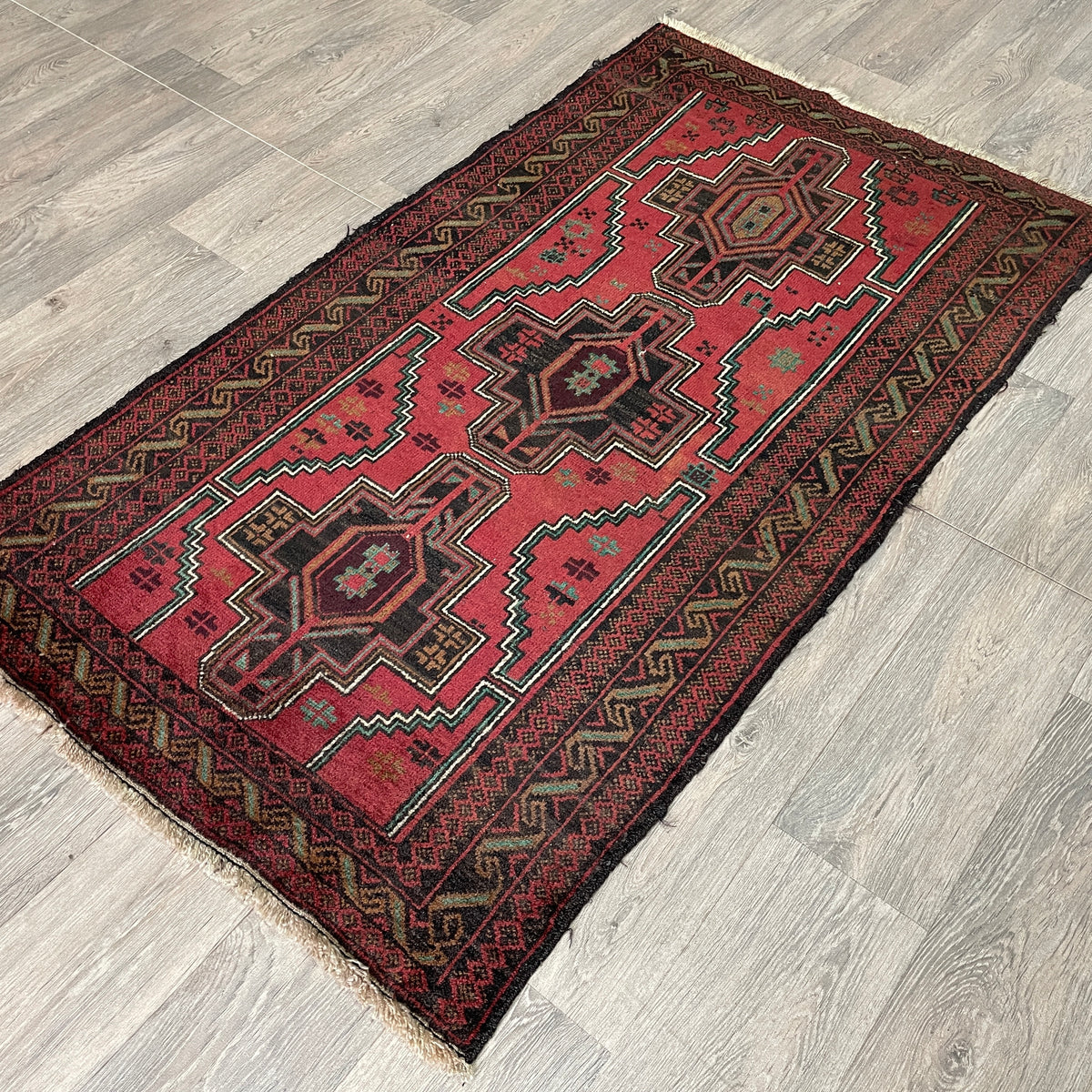 Vintage Afghan Herati Baluch Rug c. 1980